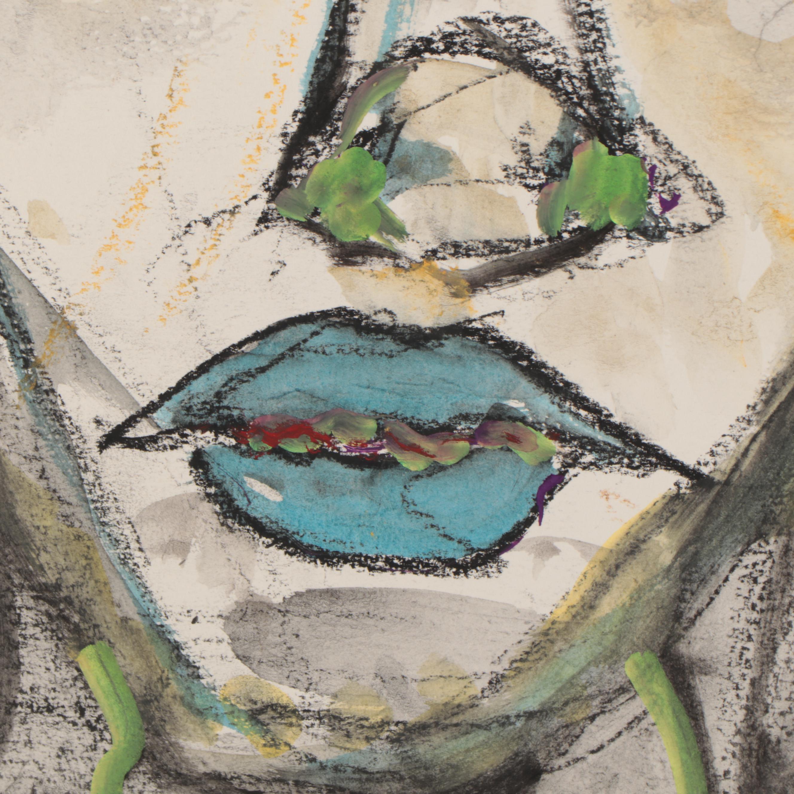 Jim Guest Figural Mixed Media Painting