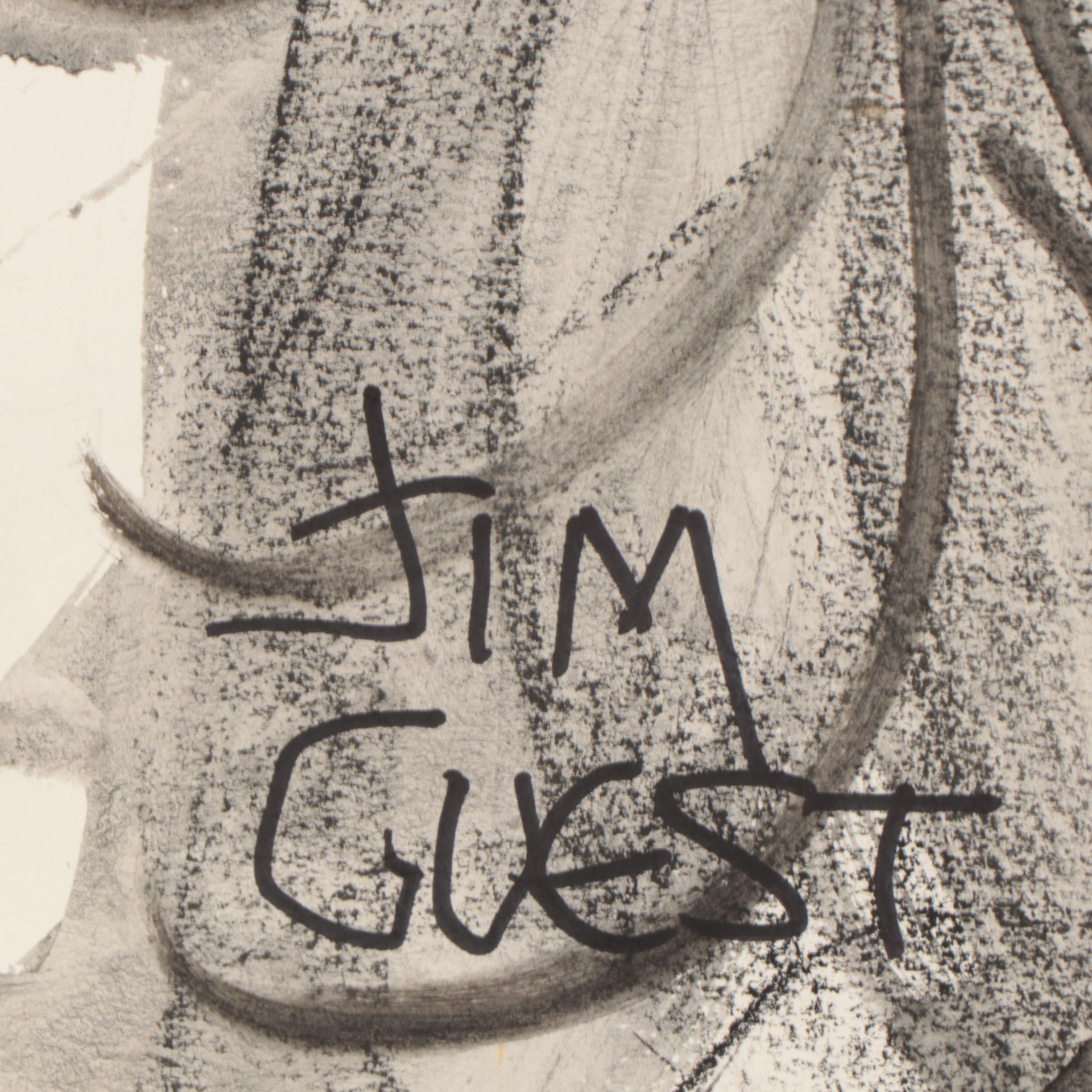 Jim Guest Figural Mixed Media Painting