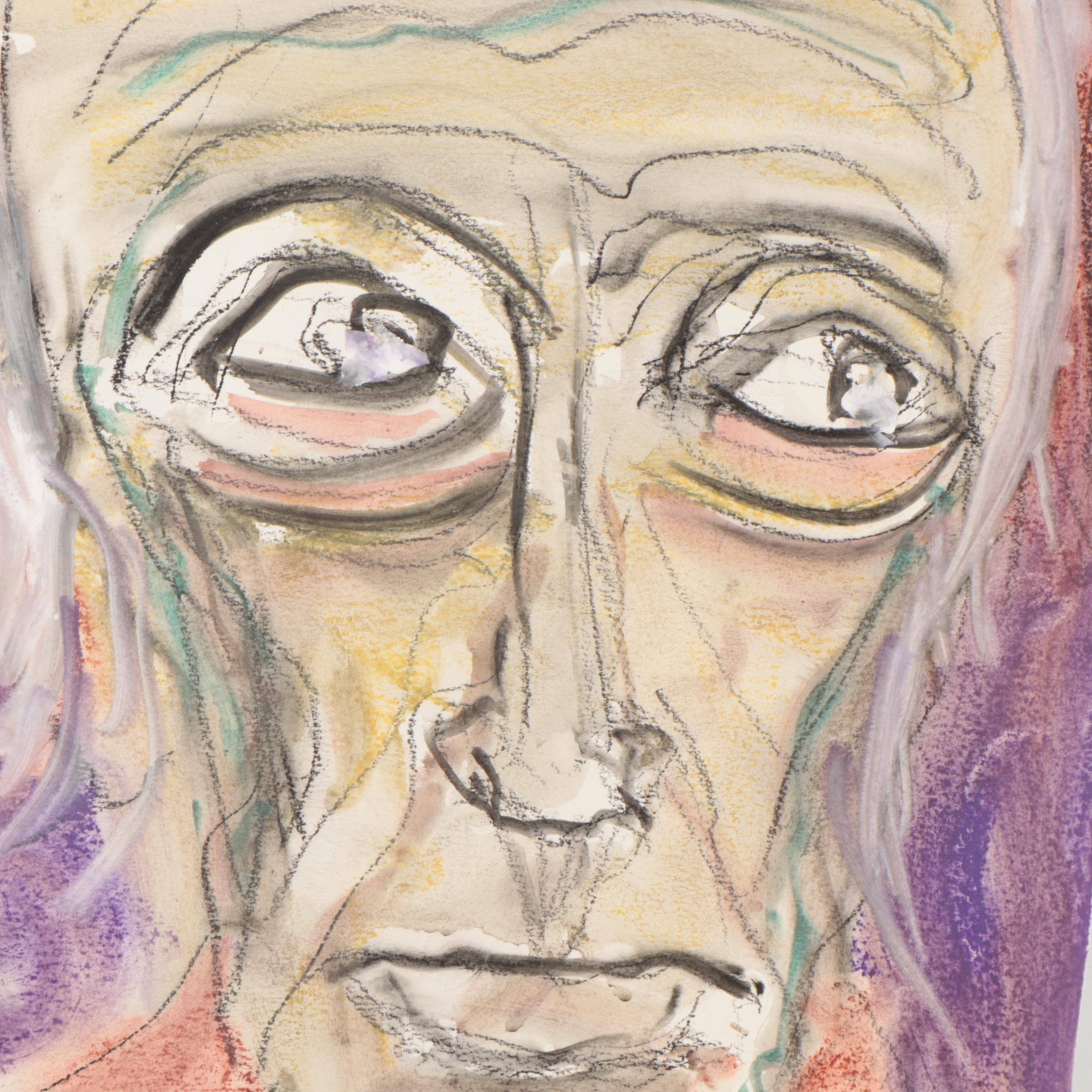 Jim Guest Figural Mixed Media Painting