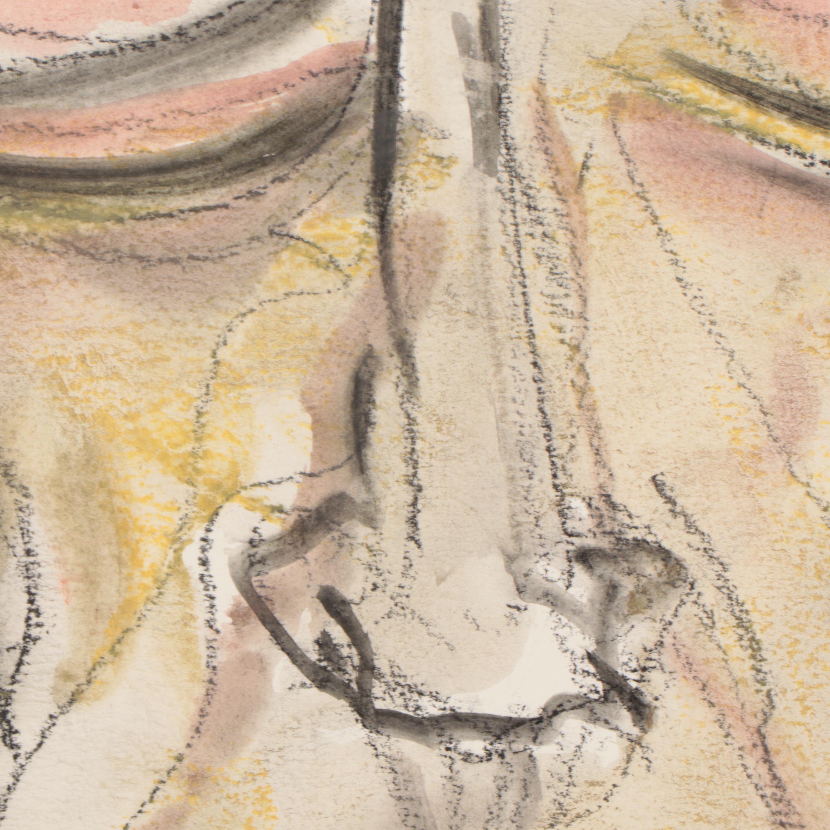 Jim Guest Figural Mixed Media Painting