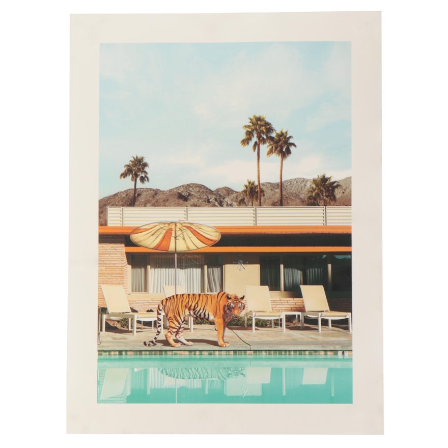 Paul Fuentes Design Giclée "Poolside Tiger," 21st Century