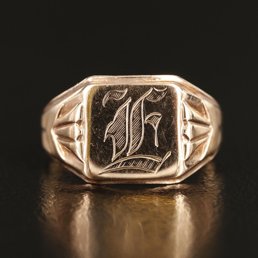 Victorian 10K Rose Gold Signet Ring