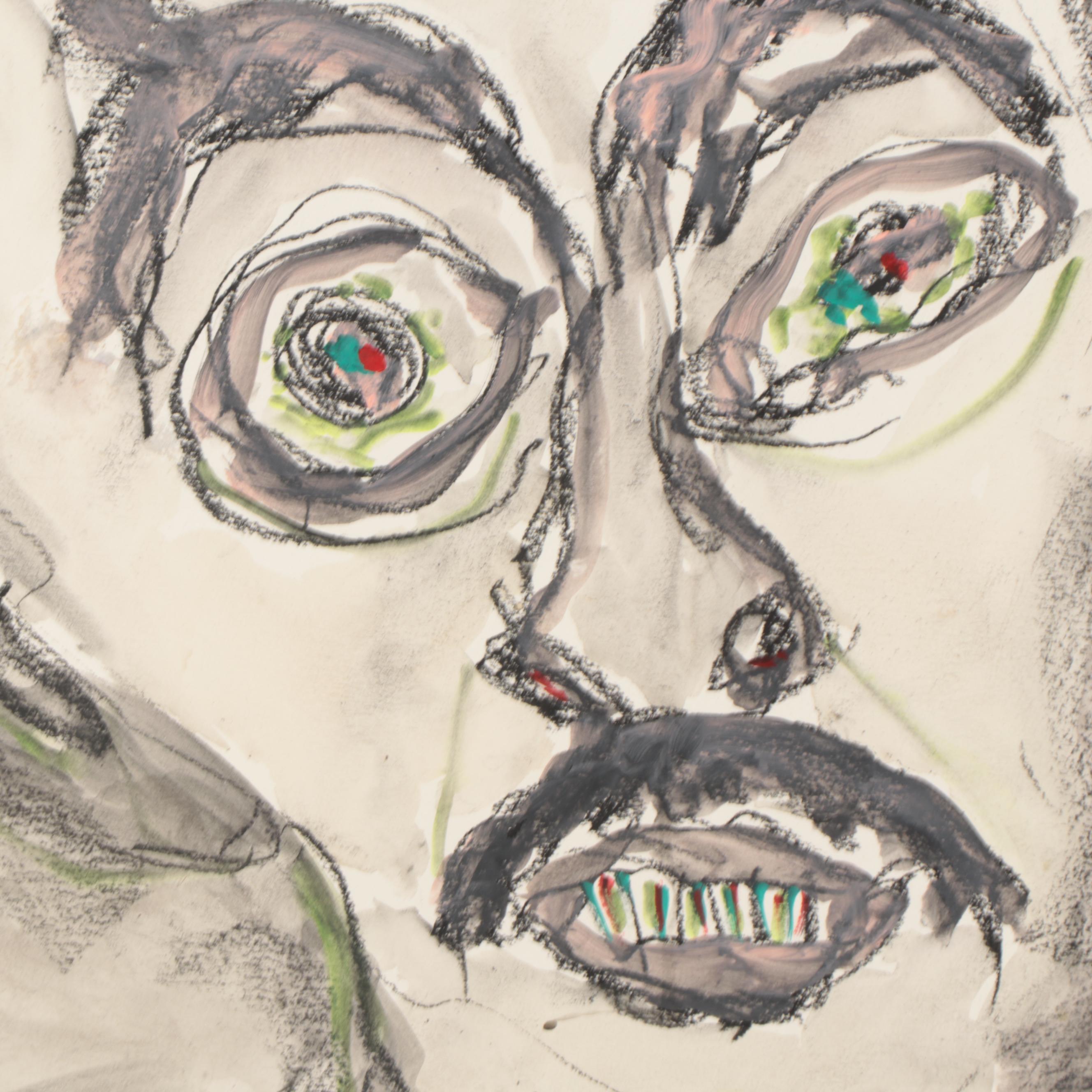 Jim Guest Figural Mixed Media Painting