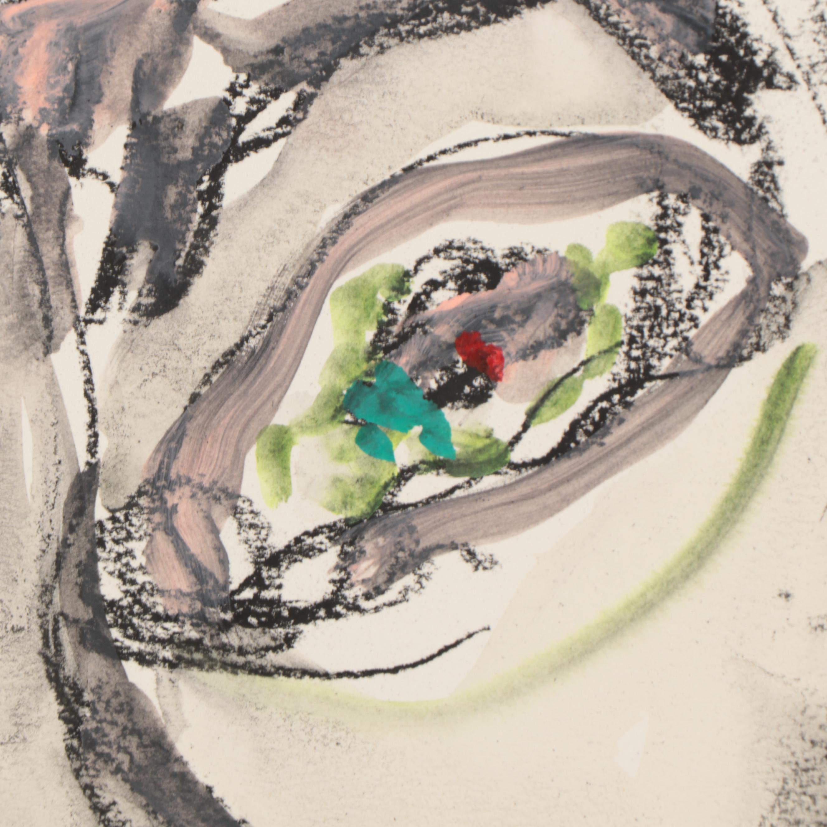 Jim Guest Figural Mixed Media Painting