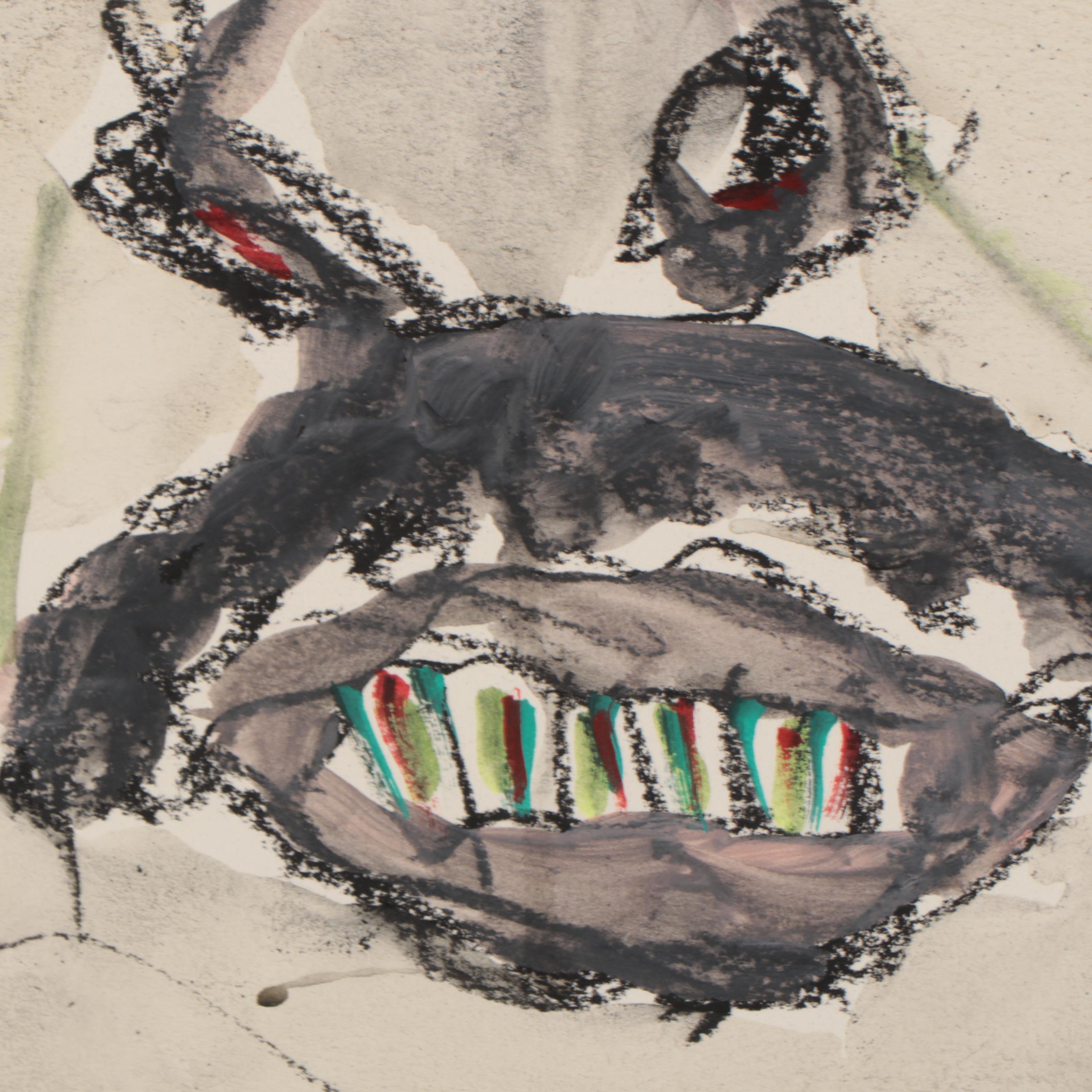 Jim Guest Figural Mixed Media Painting