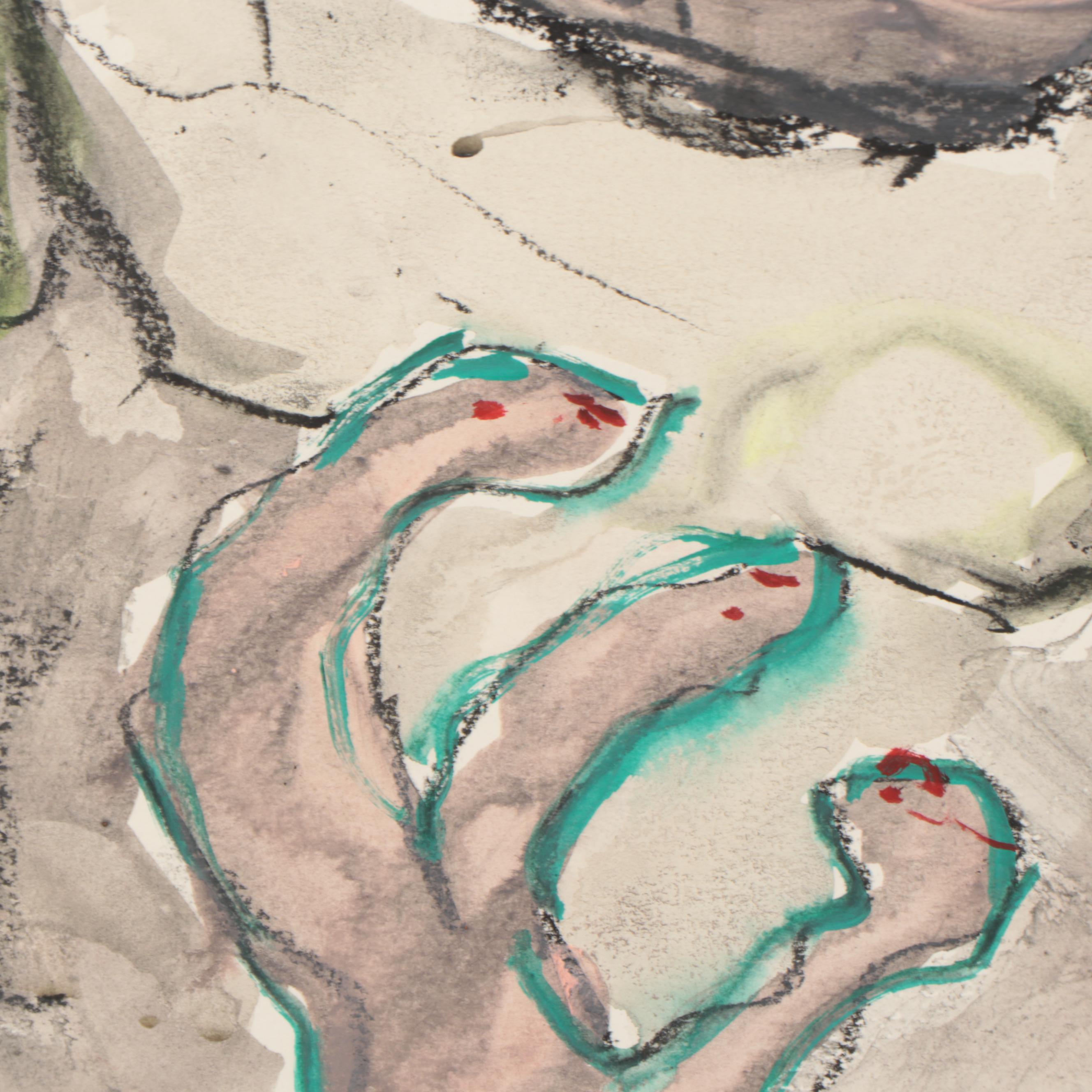 Jim Guest Figural Mixed Media Painting