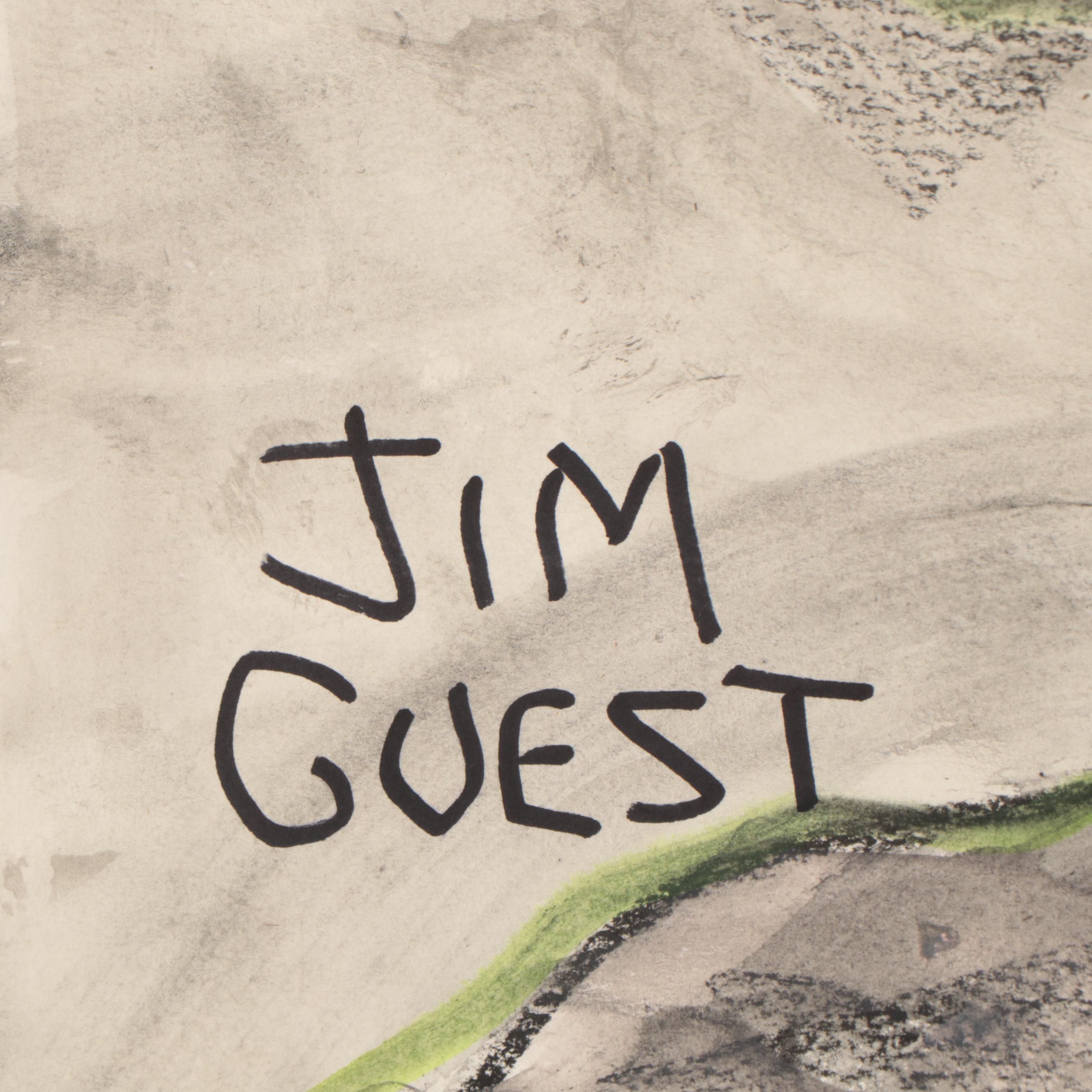 Jim Guest Figural Mixed Media Painting