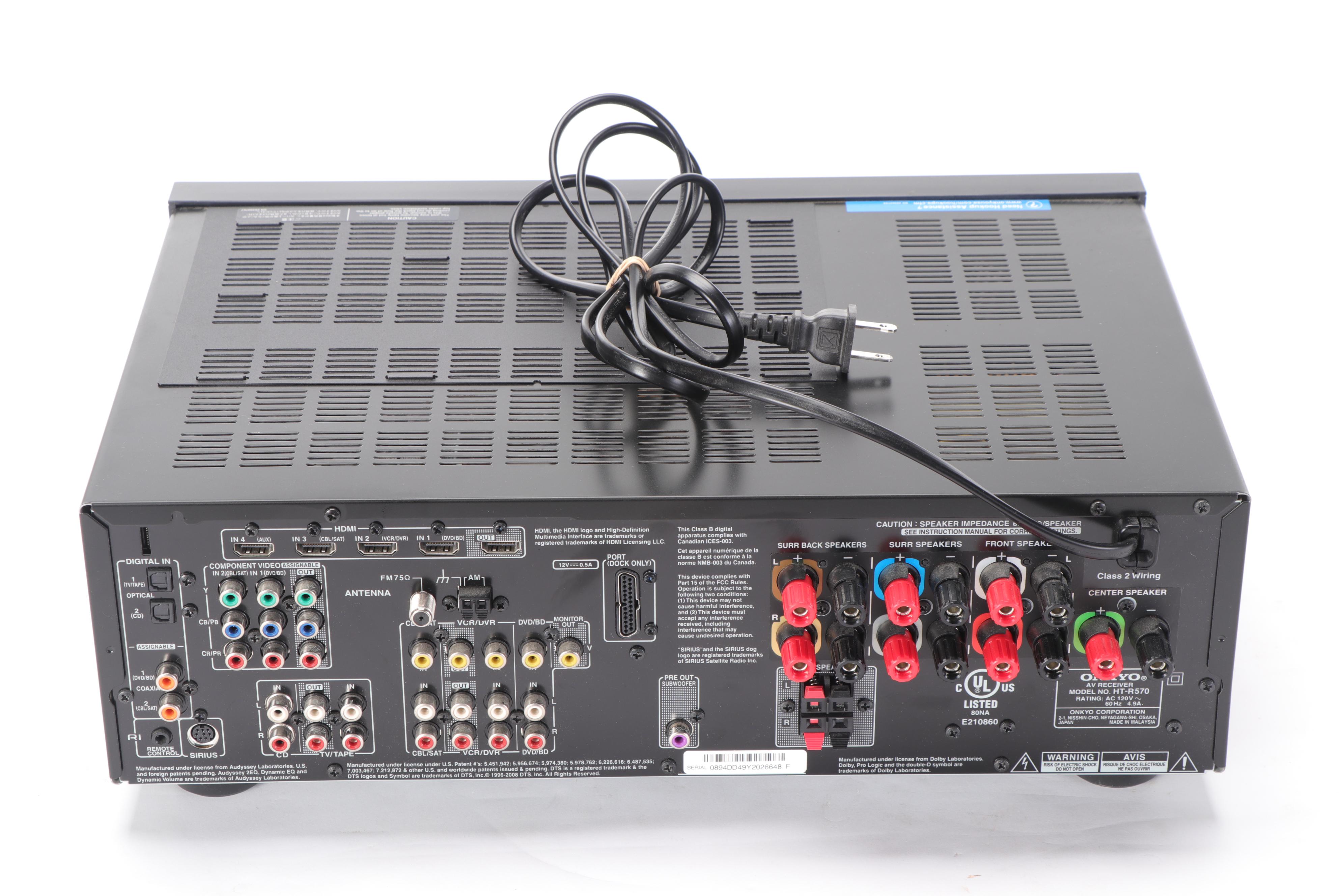 Onkyo AV Receiver With Surround Sound Home Theater Speaker System