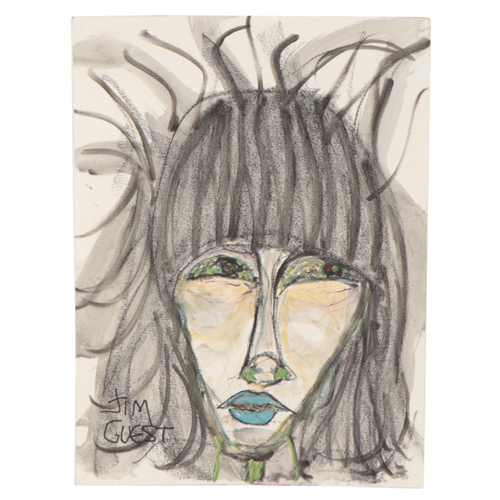 Jim Guest Figural Mixed Media Painting