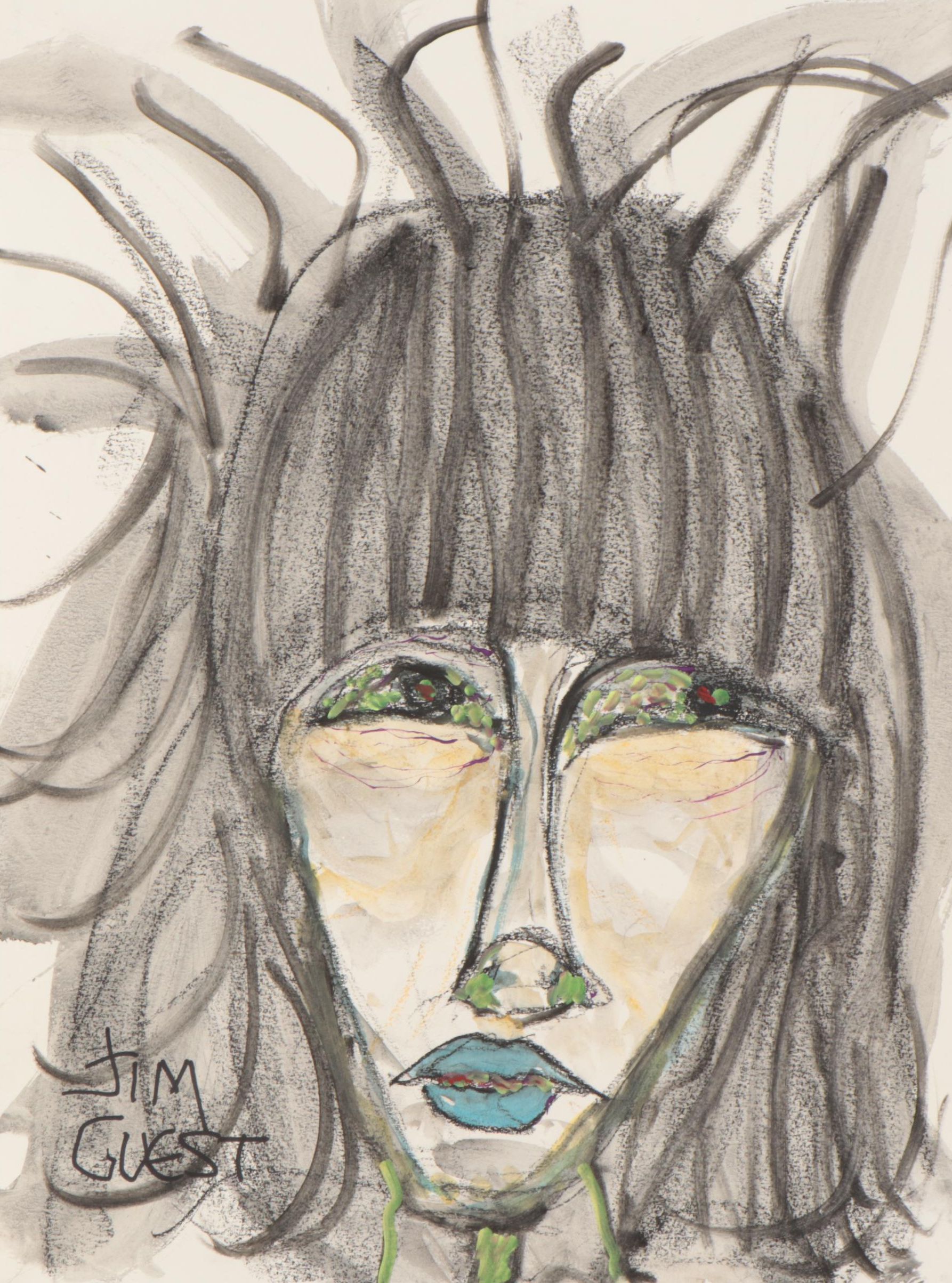 Jim Guest Figural Mixed Media Painting