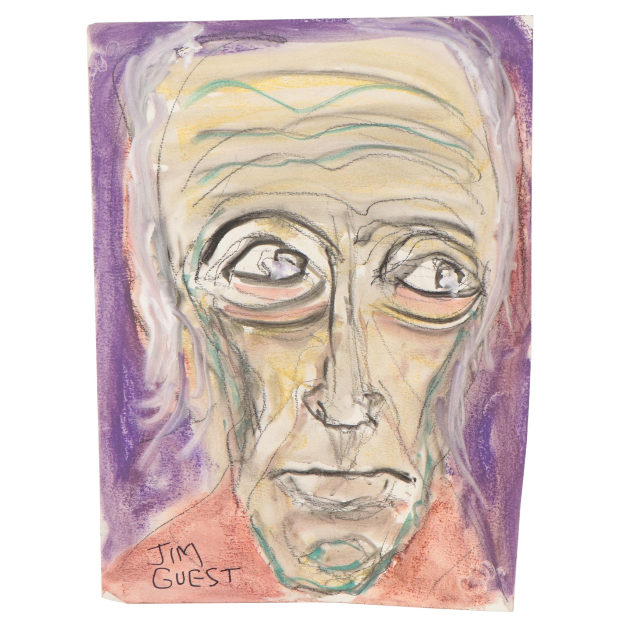 Jim Guest Figural Mixed Media Painting