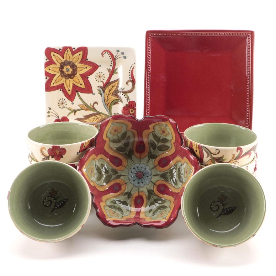 Pier 1 Imports Hand-Painted Earthenware "Carynthum" and Other Tableware