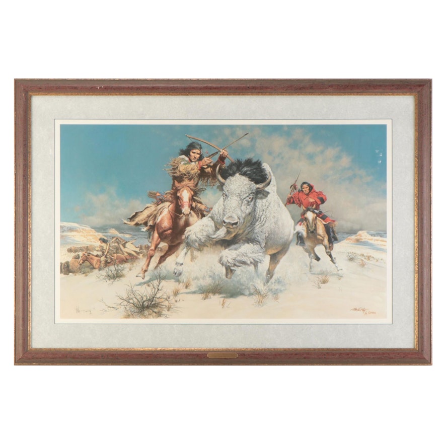 Frank McCarthy Offset Lithograph "In Pursuit of the White Buffalo," 1988