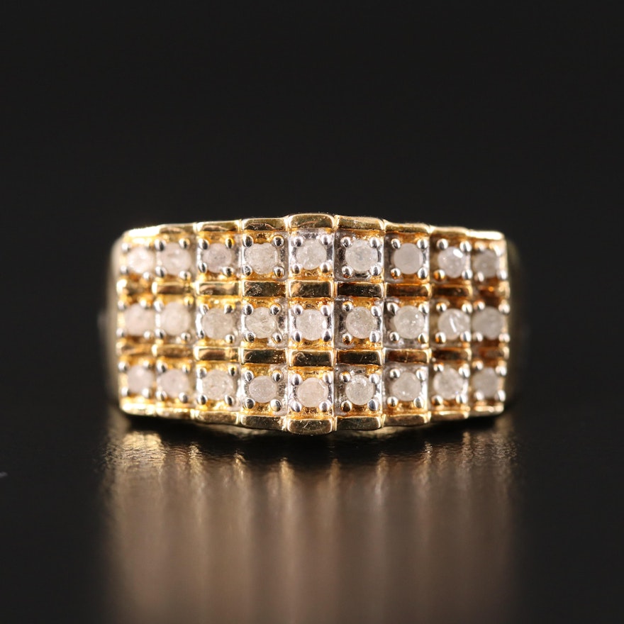 Sterling Diamond Pyramid Ring