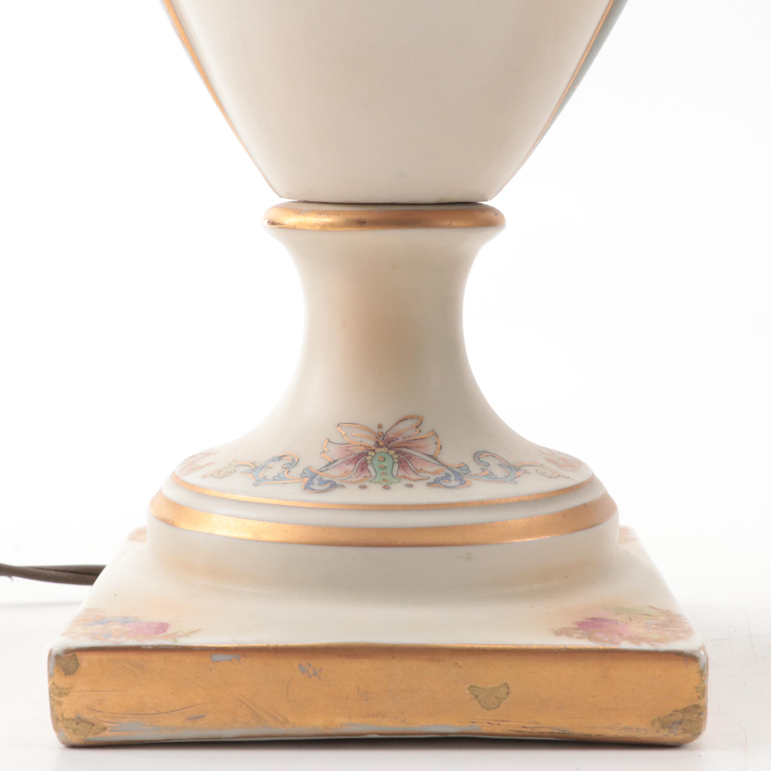 Hand-Painted Porcelain Urn Shaped Lamps