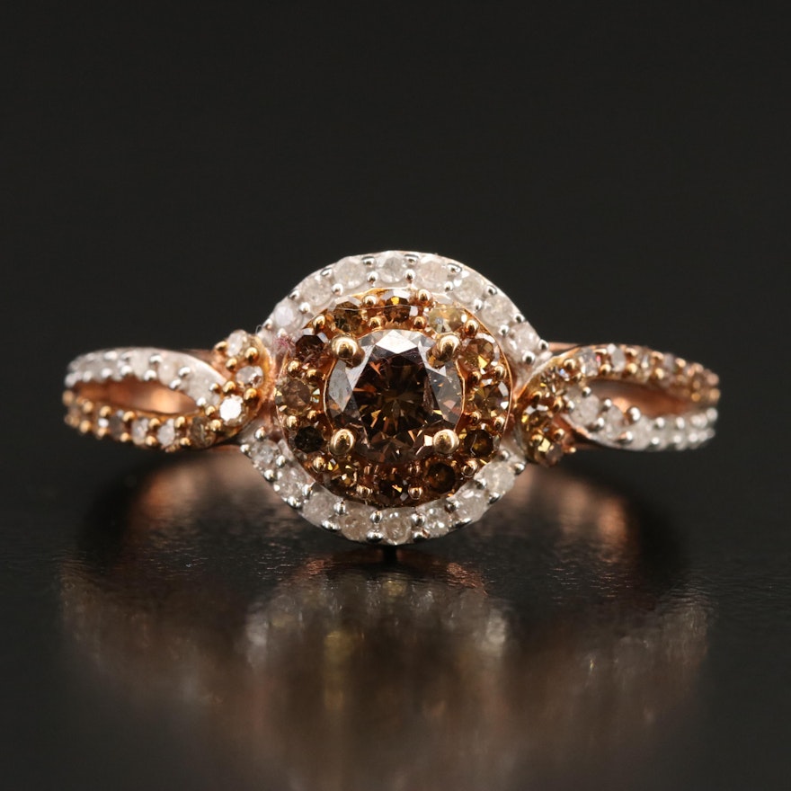 10K Rose Gold 1.02 CTW Diamond Cluster Ring