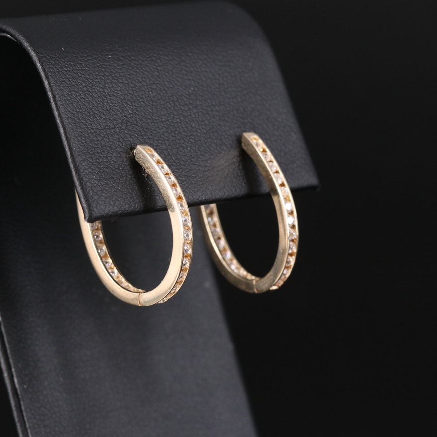 14K Cubic Zirconia Inside-Out Hoop Earrings