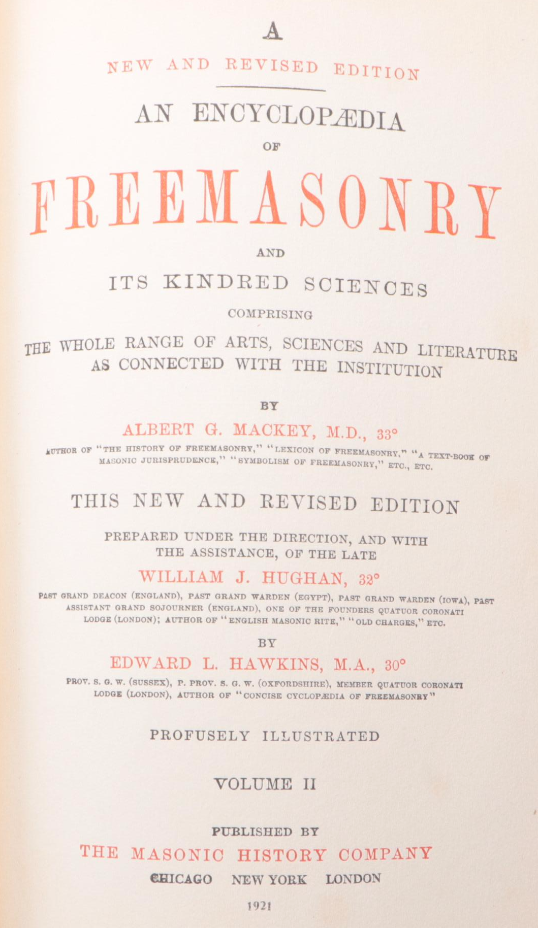 "An Encyclopædia of Freemasonry" Two-Volume Set by Albert G. Mackey et al., 1921