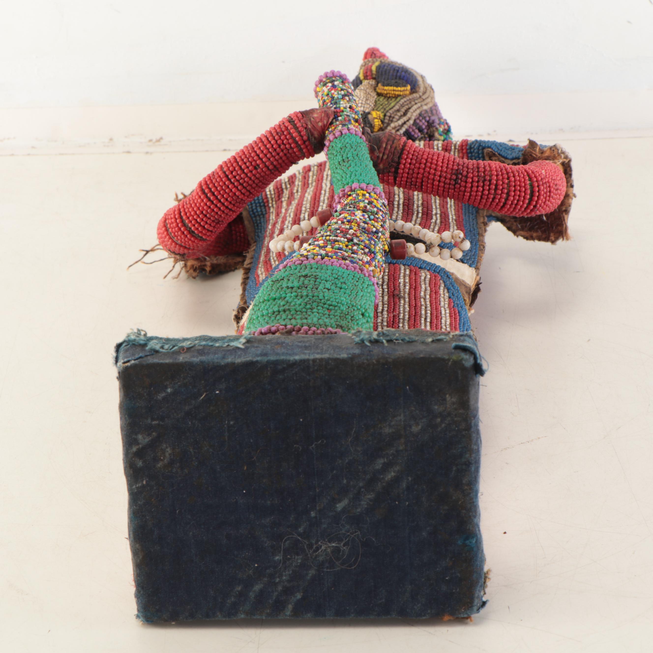 Bamileke Inspired Fabric and Beaded Figure
