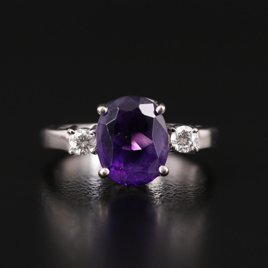 18K Amethyst and Diamond Ring