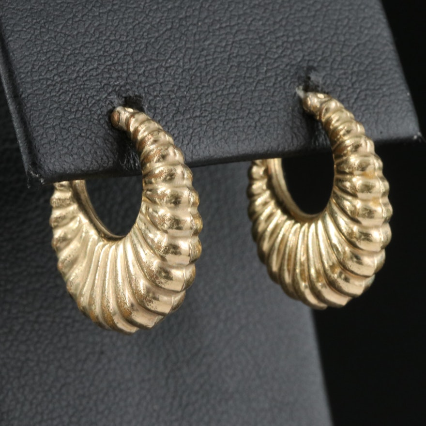 Fluted Hoop Earrings with 14K Posts