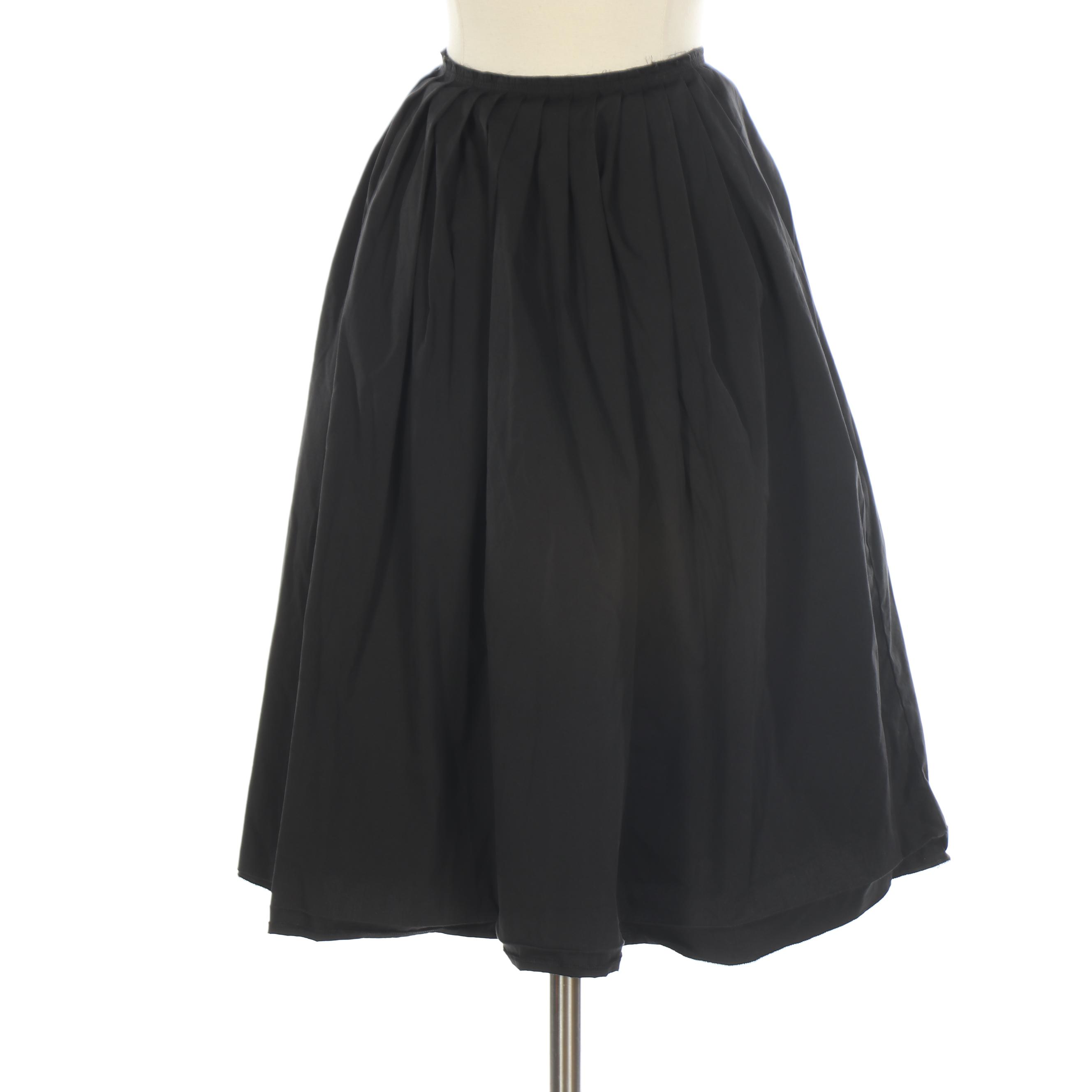 Prada Gathered Black Skirt with Raw Edge Waistband