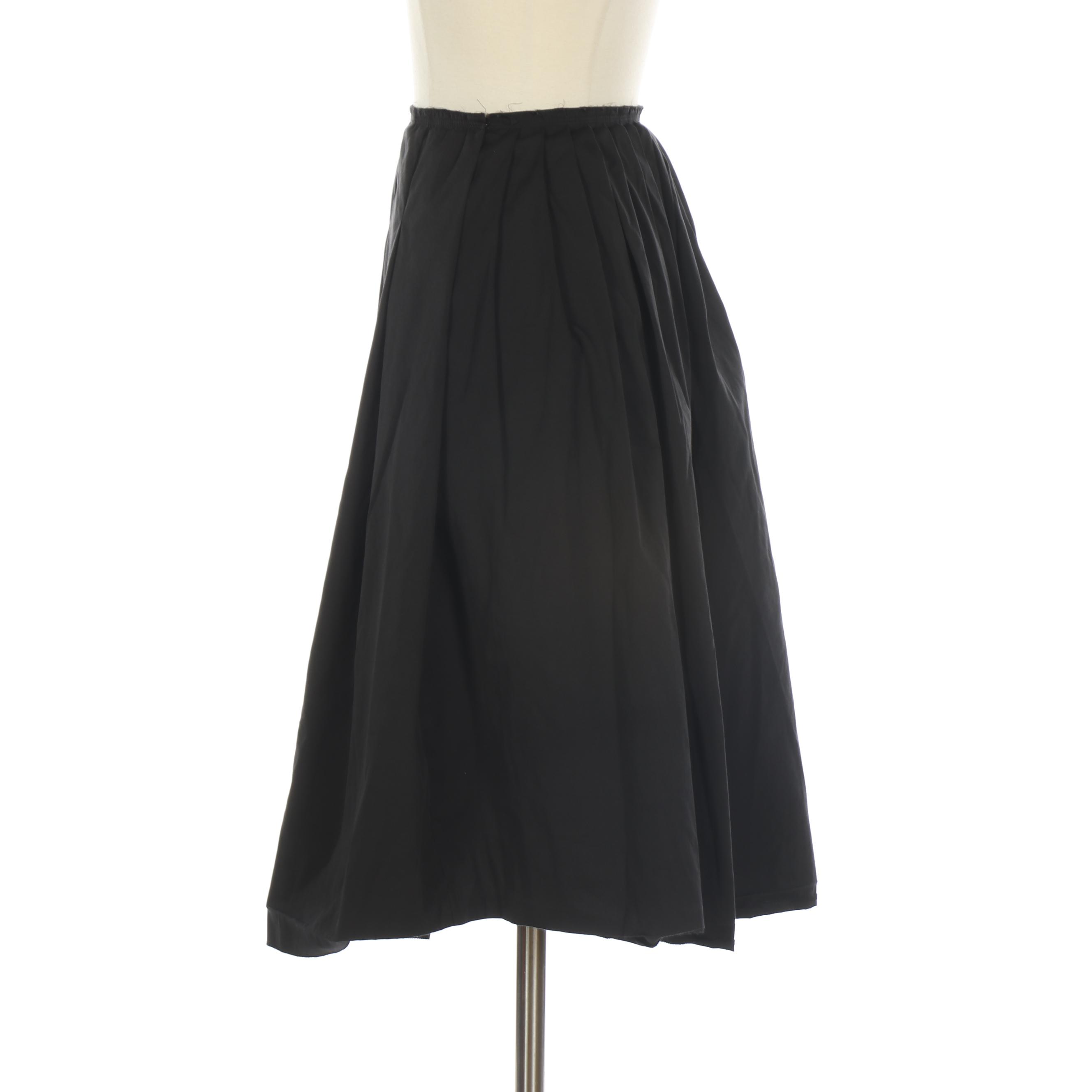 Prada Gathered Black Skirt with Raw Edge Waistband