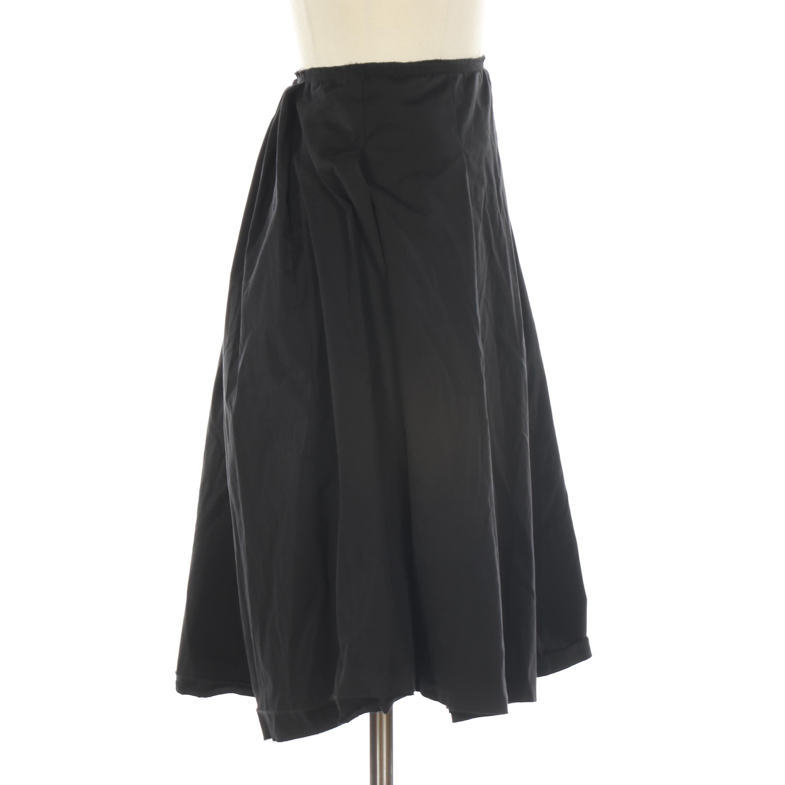 Prada Gathered Black Skirt with Raw Edge Waistband