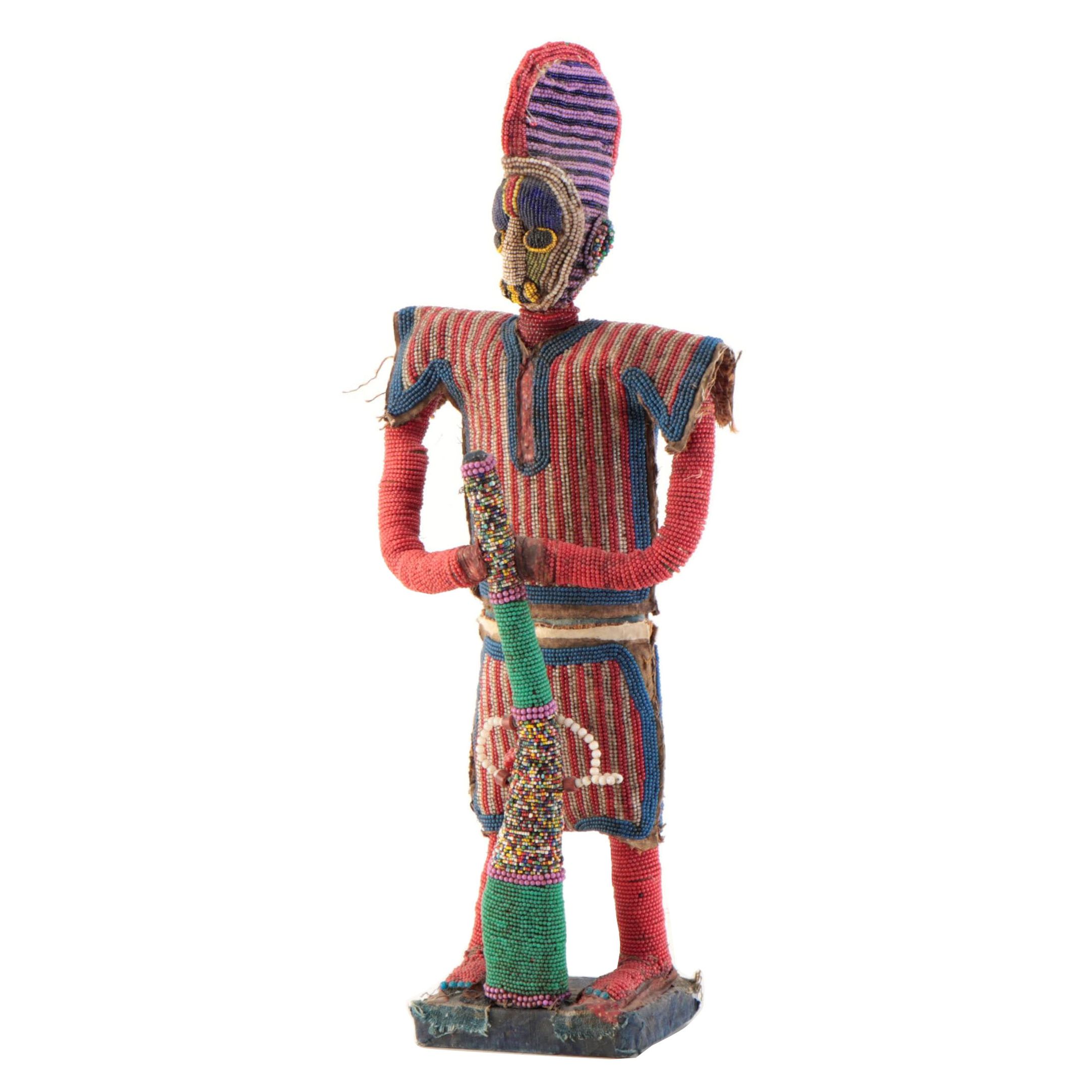 Bamileke Inspired Fabric and Beaded Figure