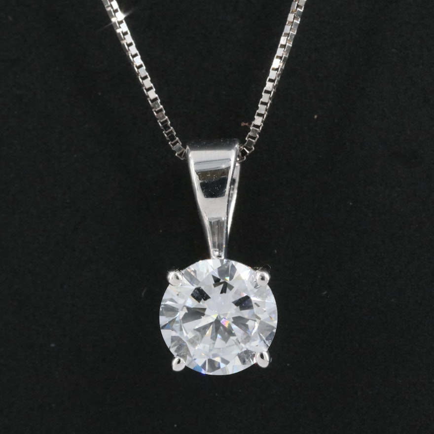 14K 0.70 CT Lab Grown Diamond Solitaire Pendant Necklace