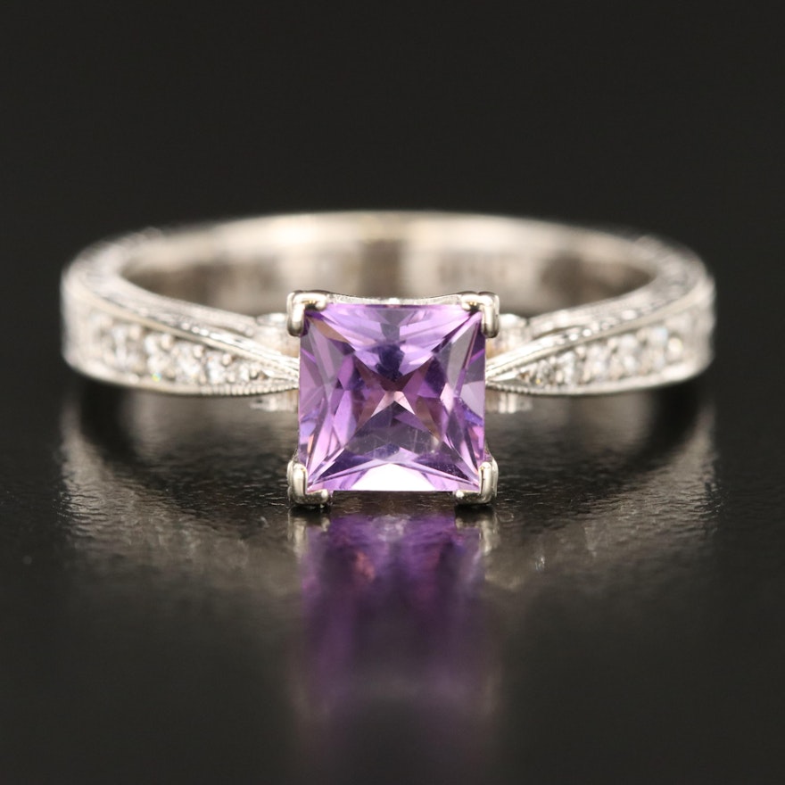 14K Amethyst and Diamond Ring