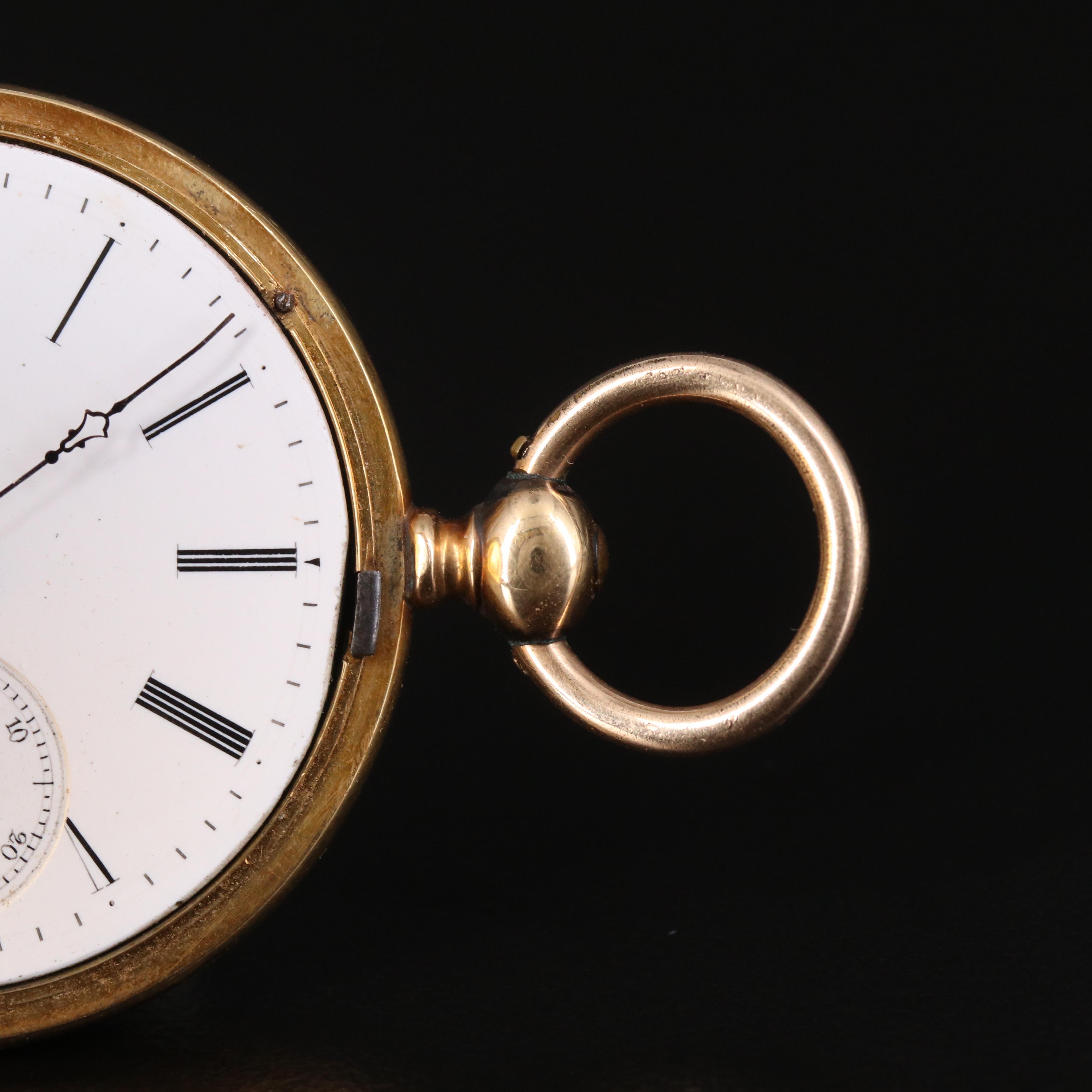 18K Taille d'Epargne Huguenin Swiss Pocket Watch