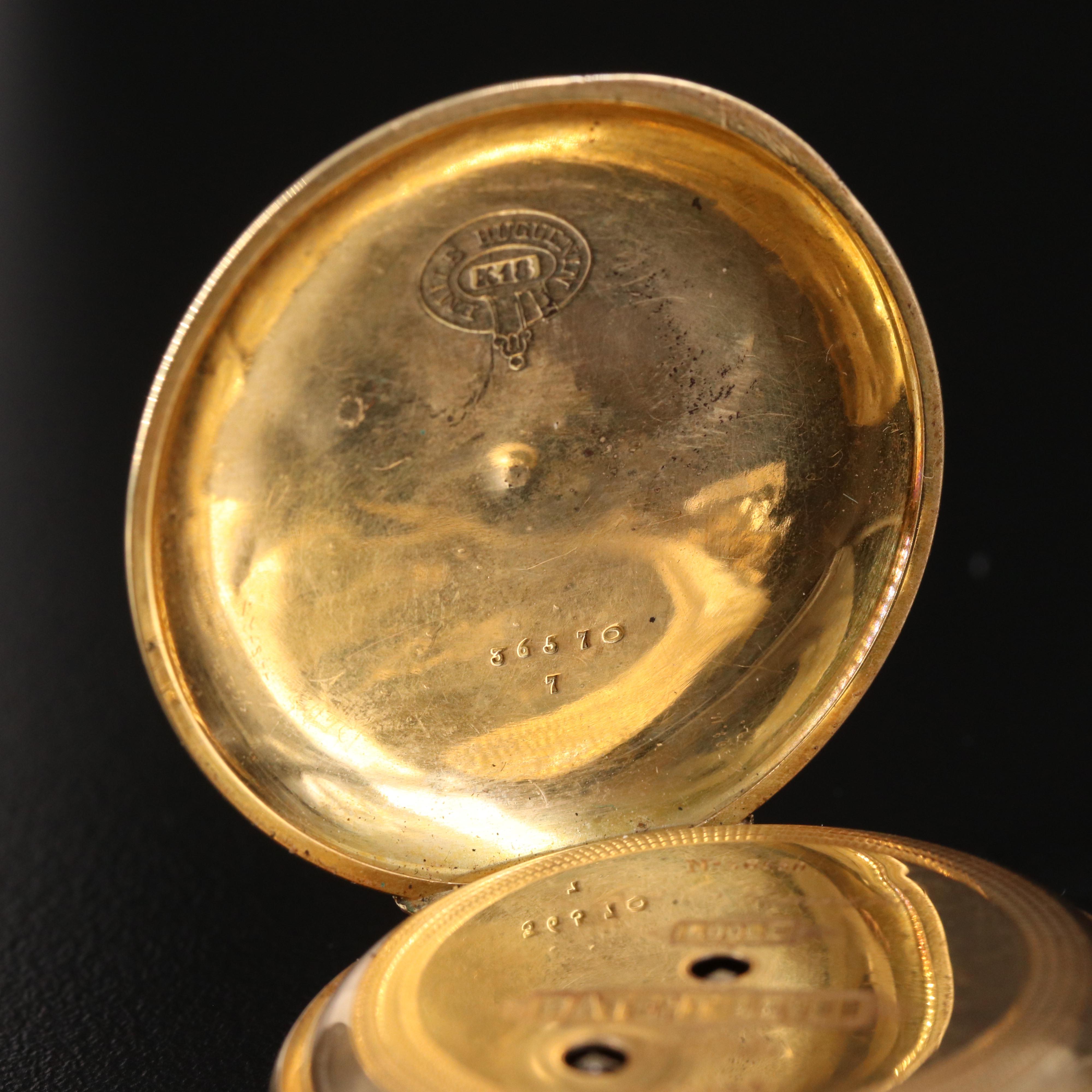 18K Taille d'Epargne Huguenin Swiss Pocket Watch