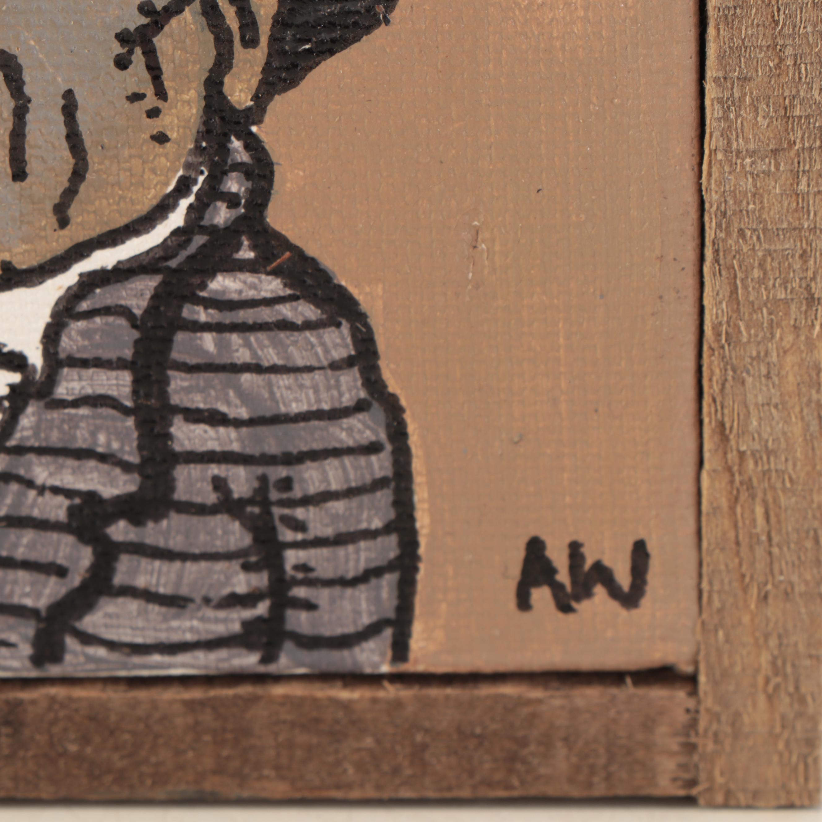 Aaron Wooten Mixed Media Painting Portrait "Harriet Tubman," 21st Century