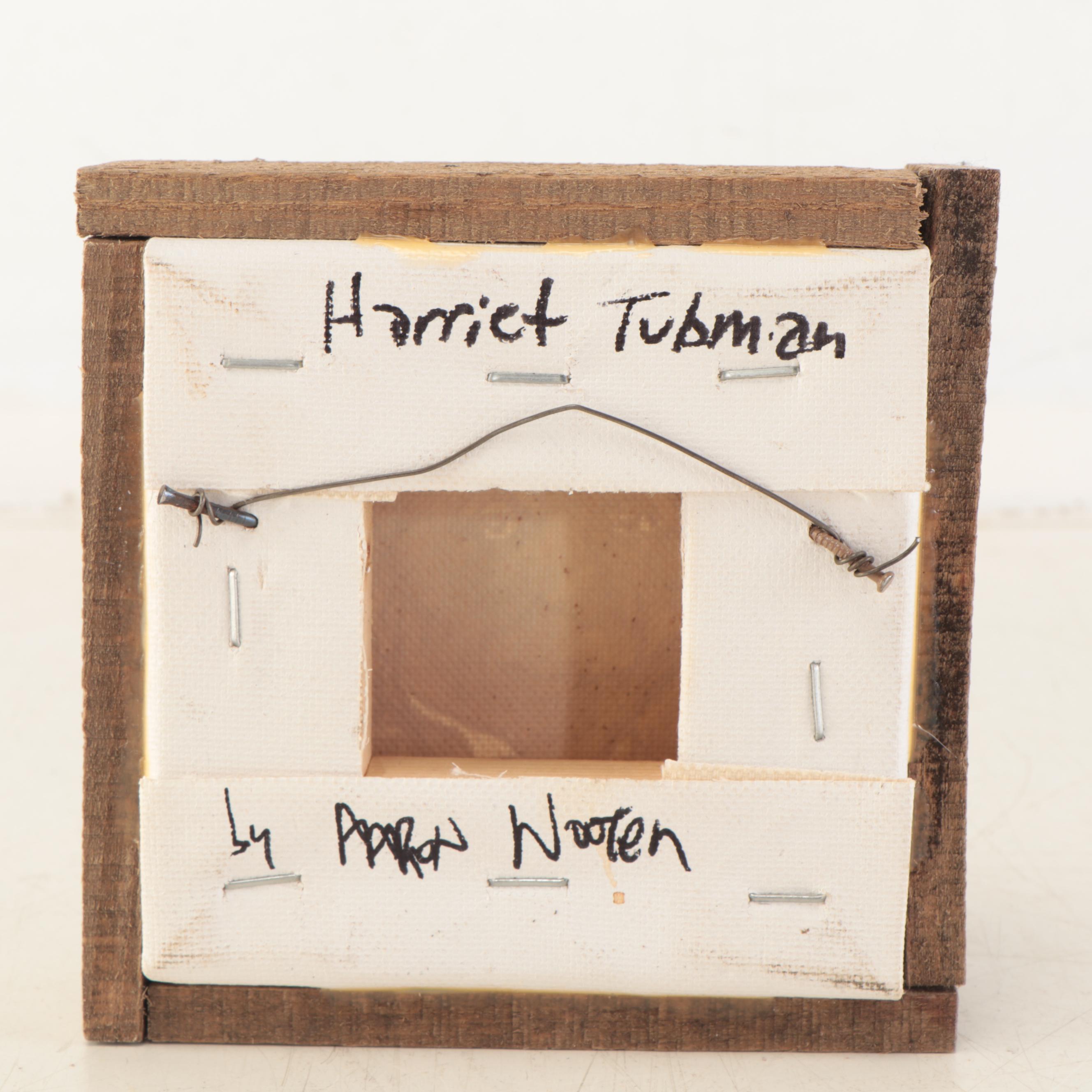 Aaron Wooten Mixed Media Painting Portrait "Harriet Tubman," 21st Century