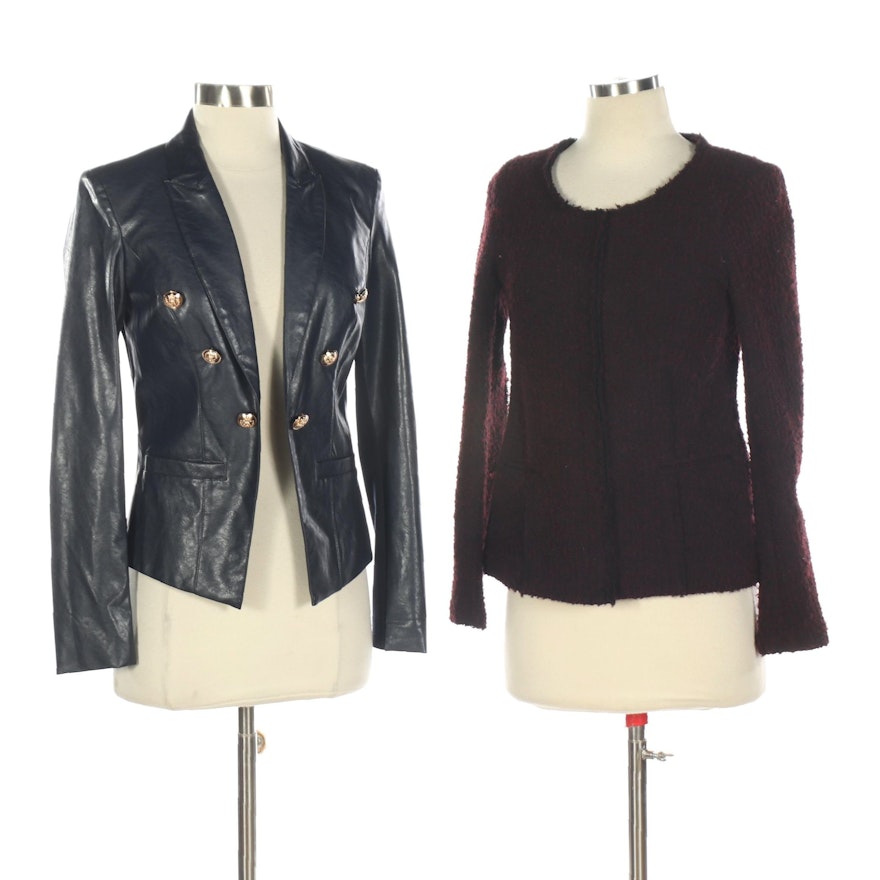 Red Saks Fifth Avenue and Kut from the Kloth Knit and Leather Jackets