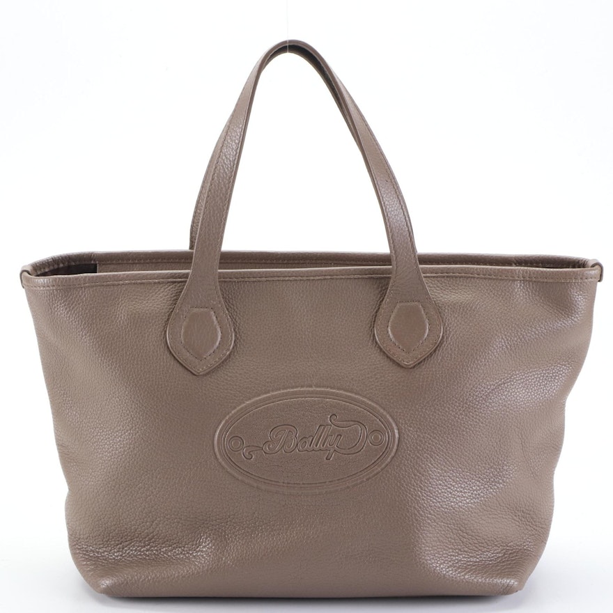 Bally Boothbay Tote in Taupe Pebble Grain Leather