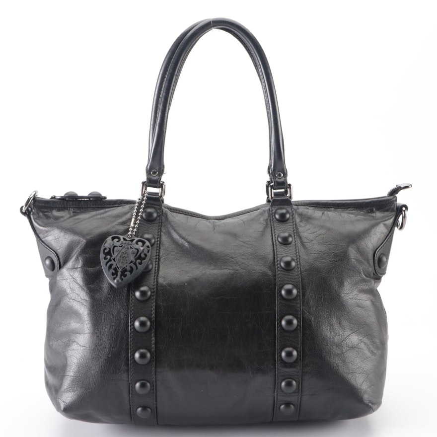 Gucci Unstructured Boston Bag in Studded Black Calfskin Leather