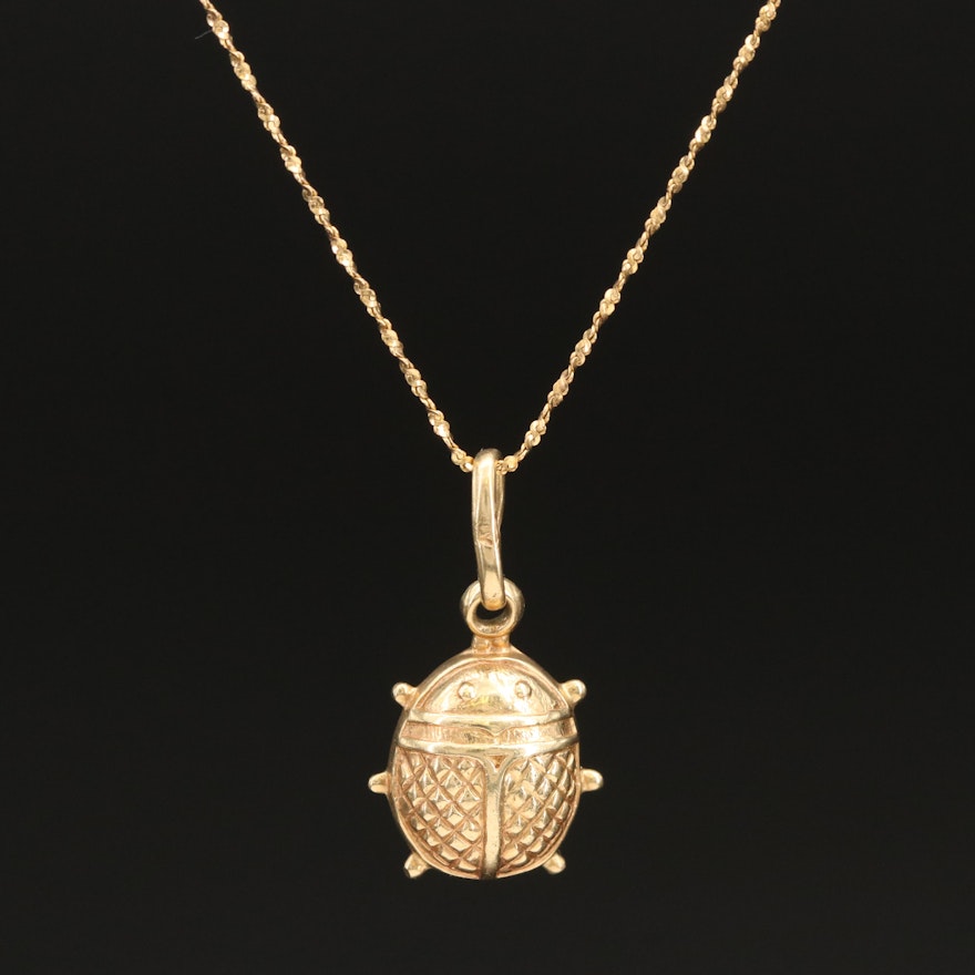 14K Beetle Pendant Necklace