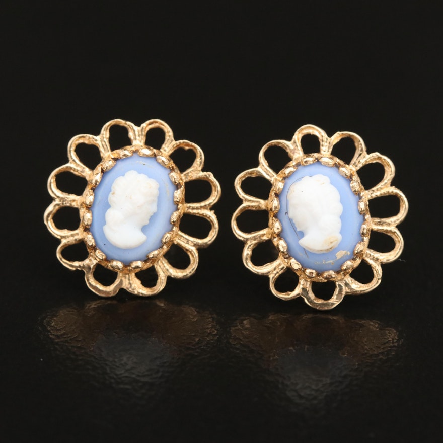 14K Cameo Stud Earrings