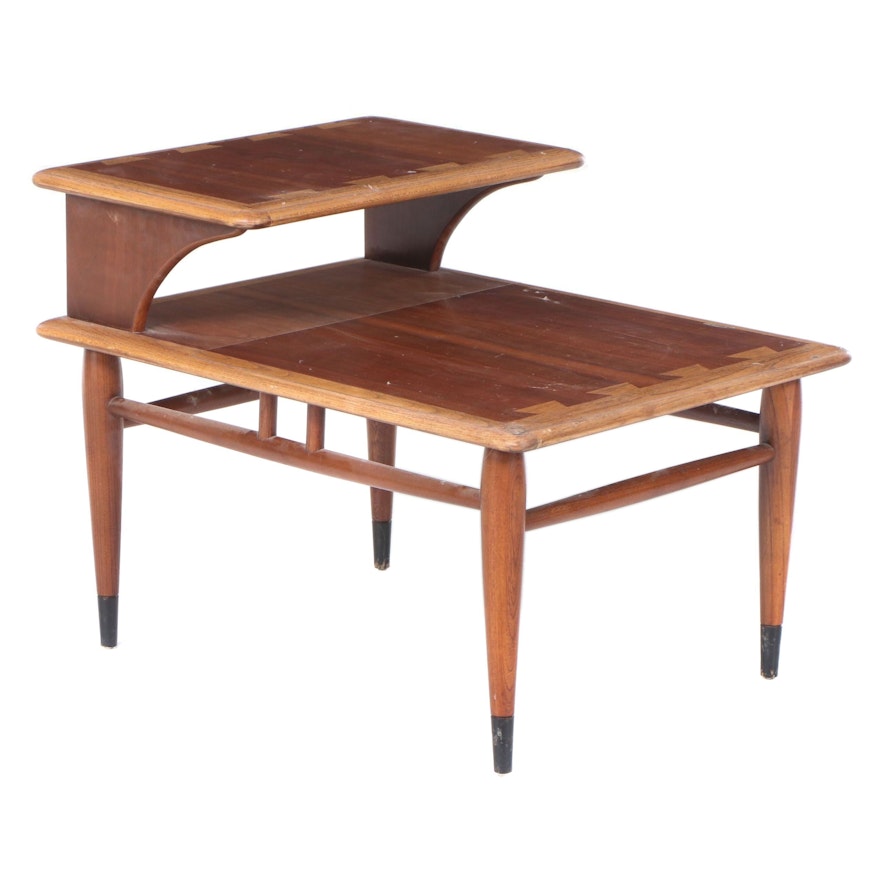Andre Bus for Lane "Acclaim" Mid Century Modern Walnut and Ash Tiered End Table