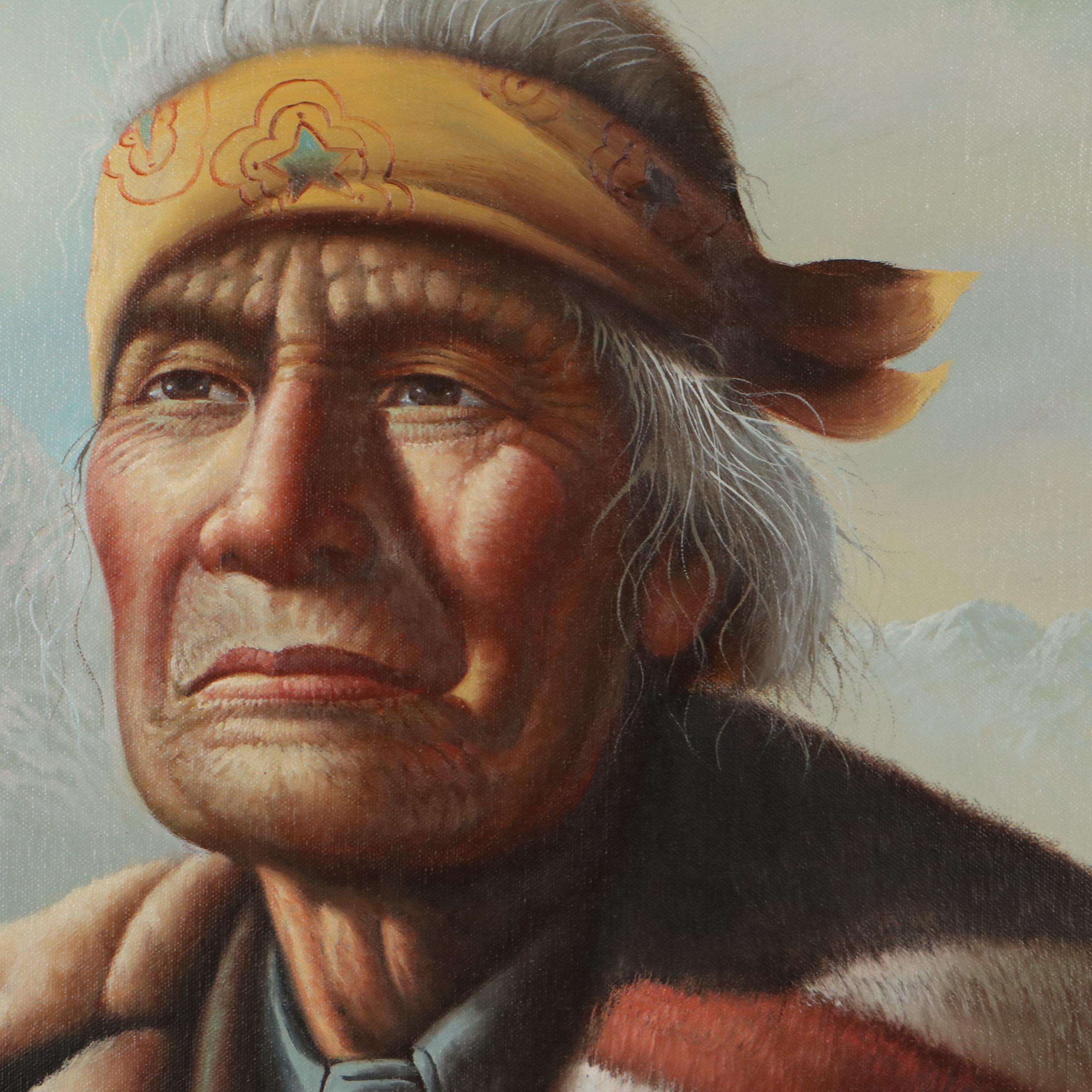 Garcia Portrait Oil Painting of a Native American Man