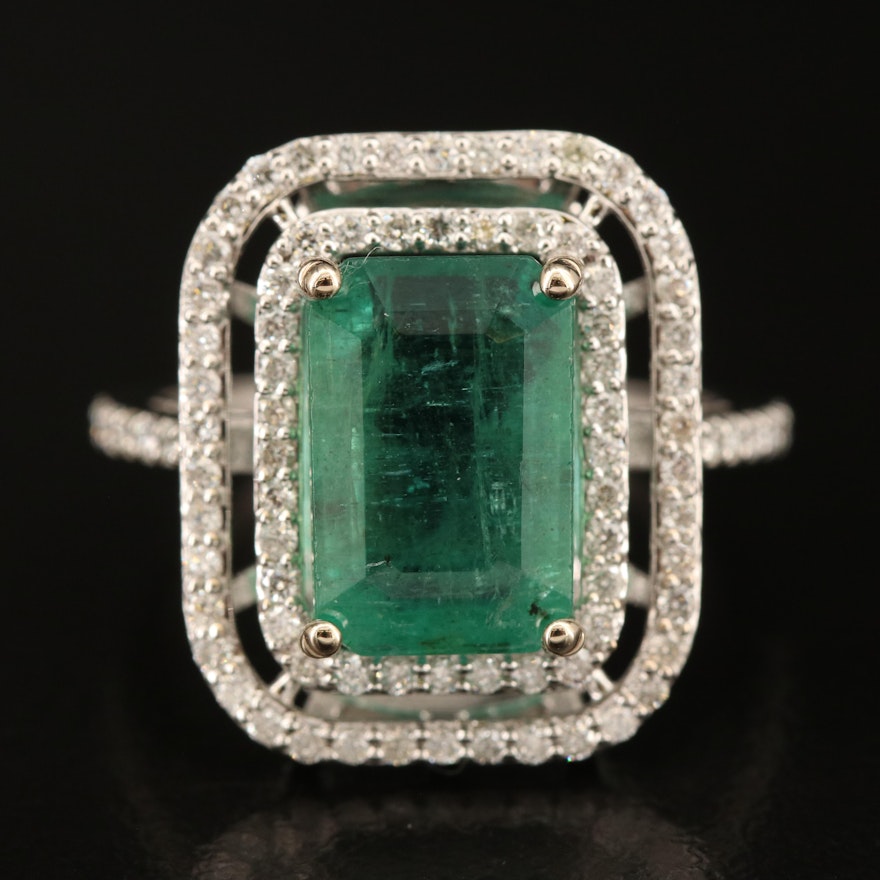 14K 3.79 CT Emerald and Diamond Ring