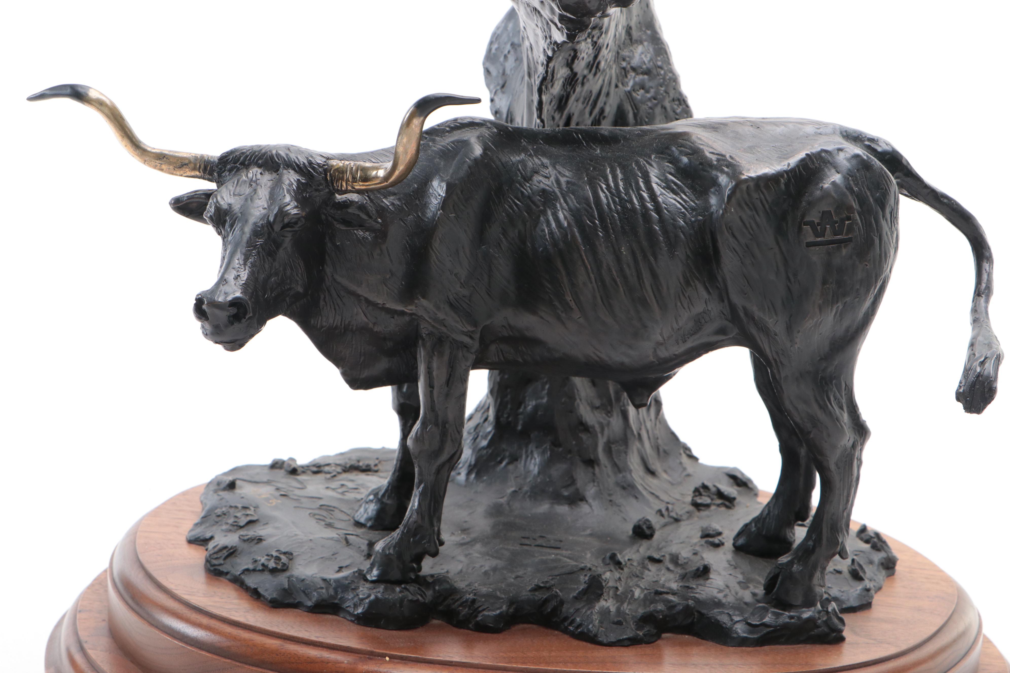 Bob Parks Bronze Sculpture "Longhorns"