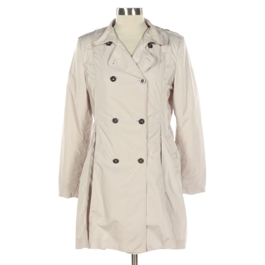 Burberry Double-Breasted Flare Jacket in Lightweight Polyester Poplin