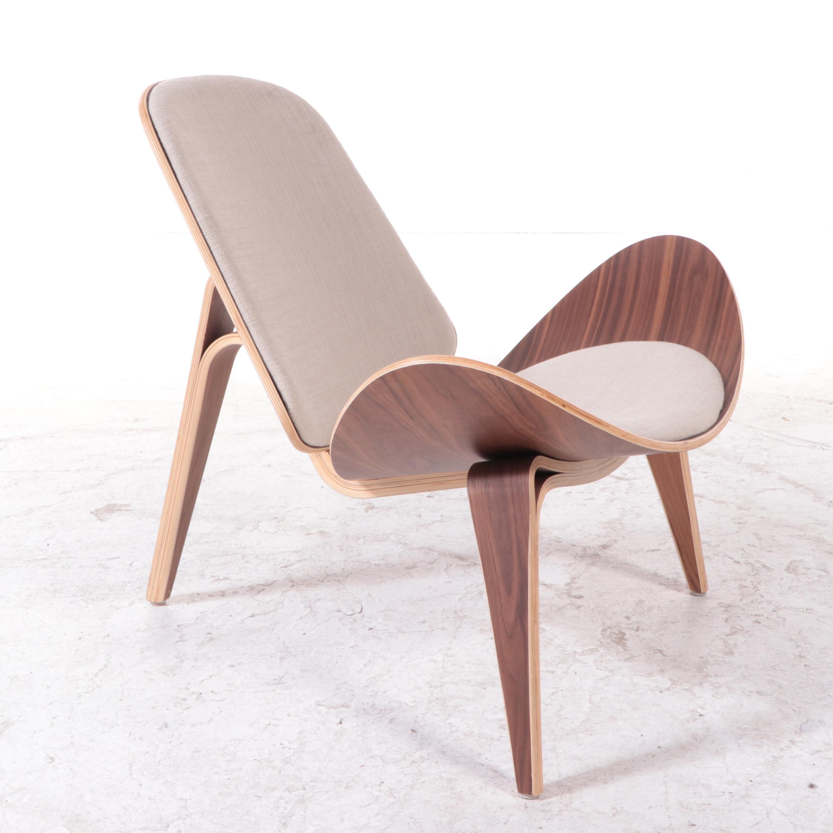 Modernist Style Laminated Walnut Tripod Lounge Chair