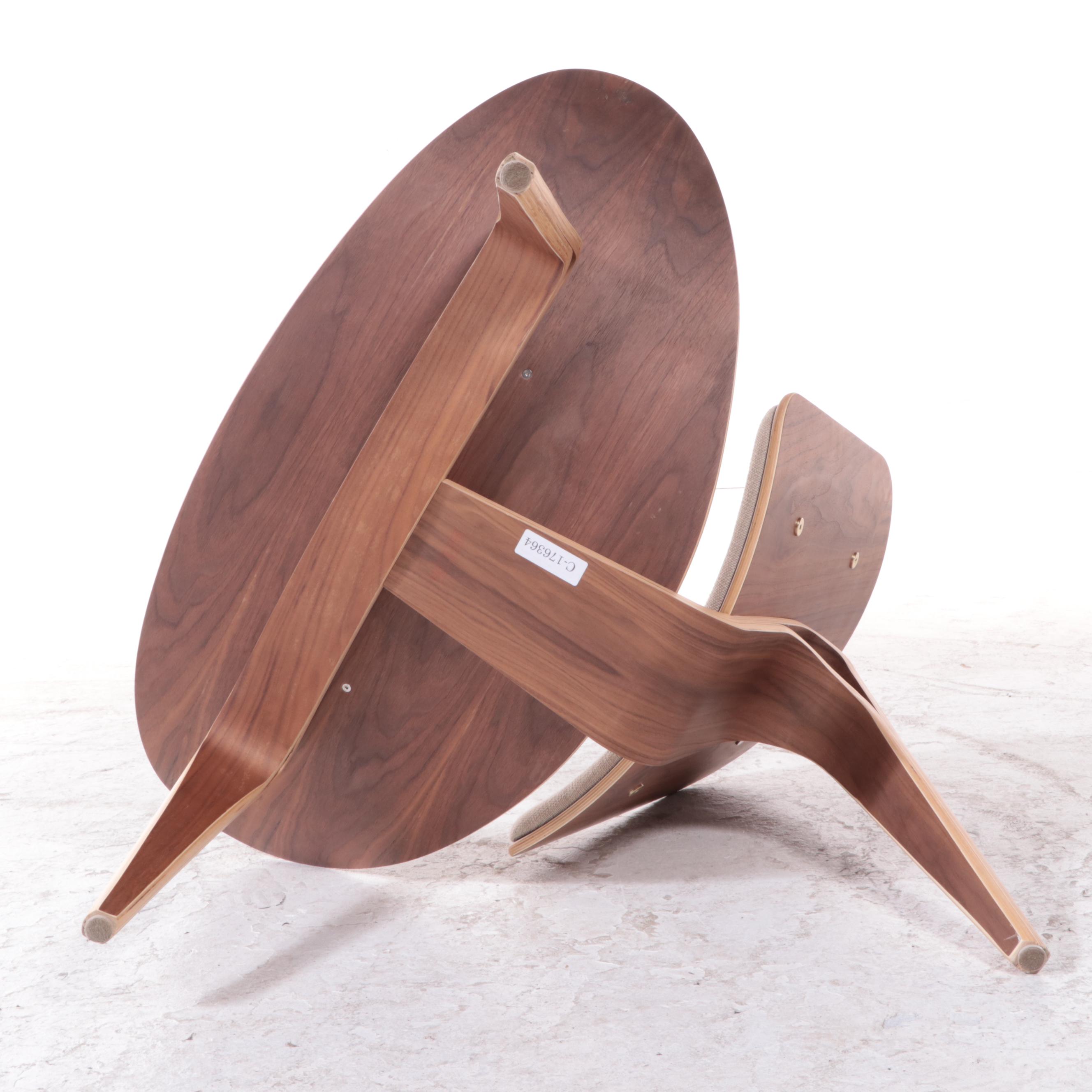 Modernist Style Laminated Walnut Tripod Lounge Chair