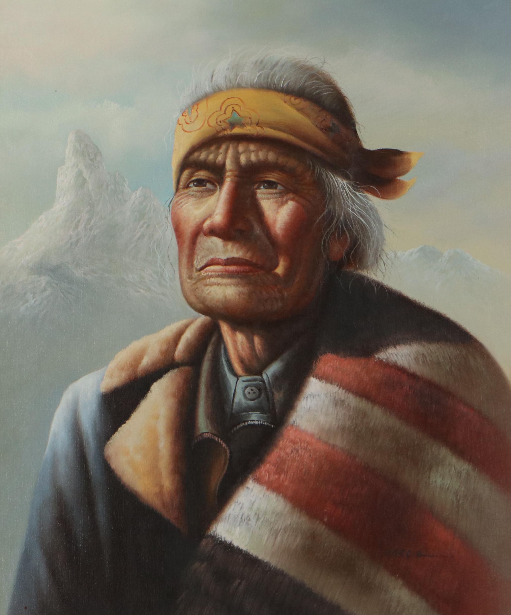 Garcia Portrait Oil Painting of a Native American Man