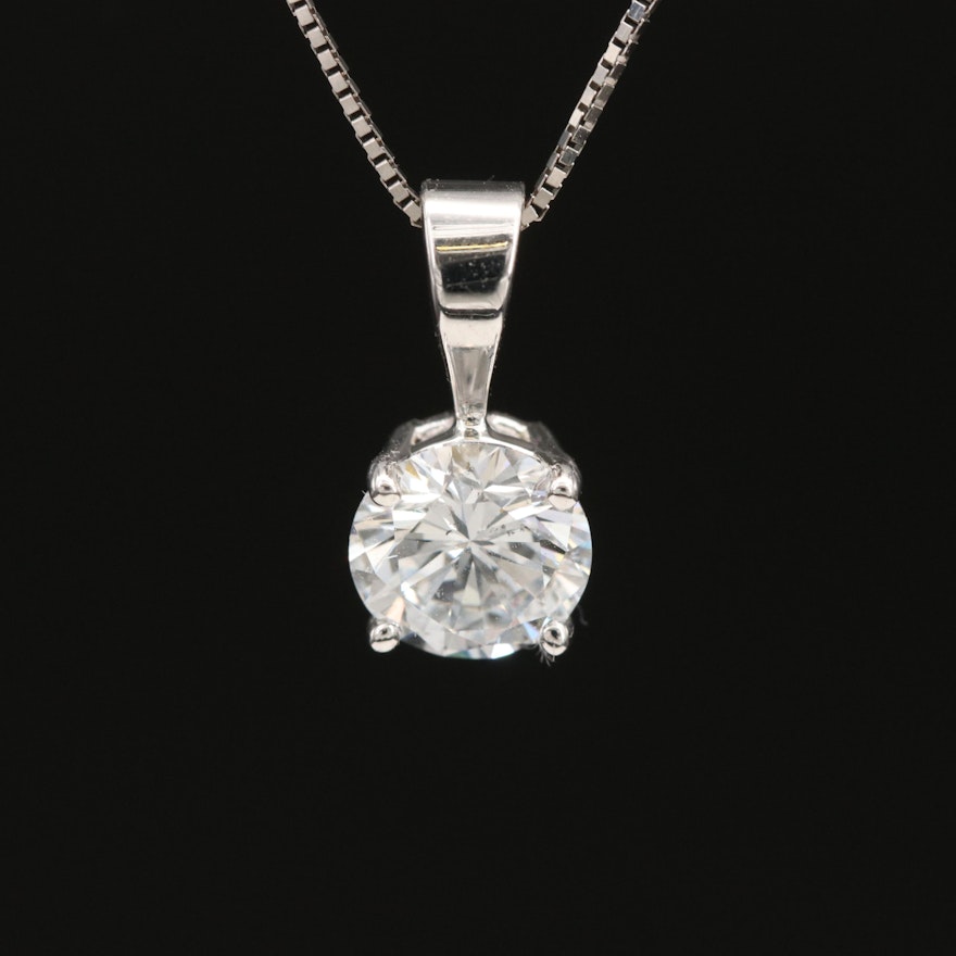 14K 0.76 CT Lab Grown Diamond Solitaire Pendant Necklace