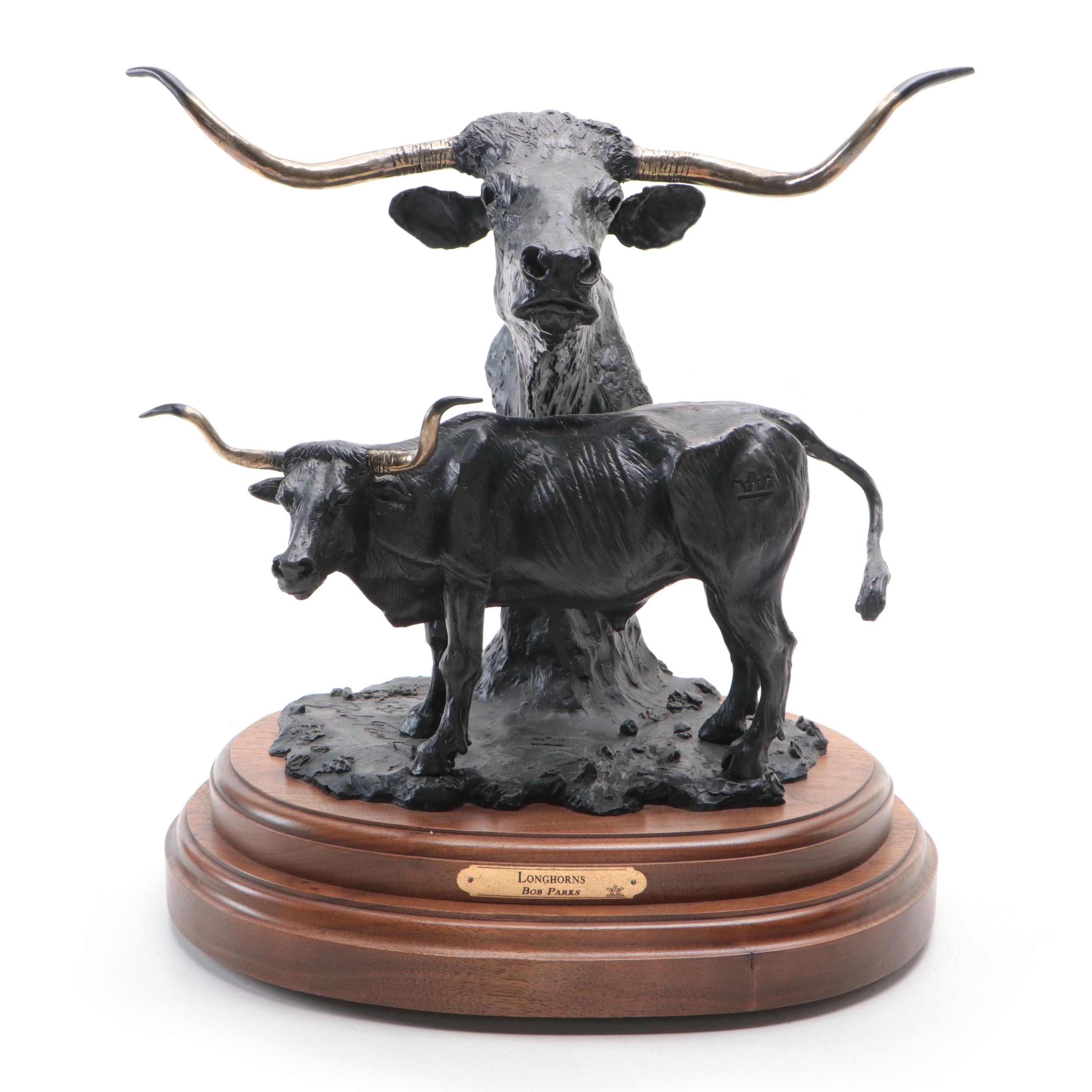 Bob Parks Bronze Sculpture "Longhorns"